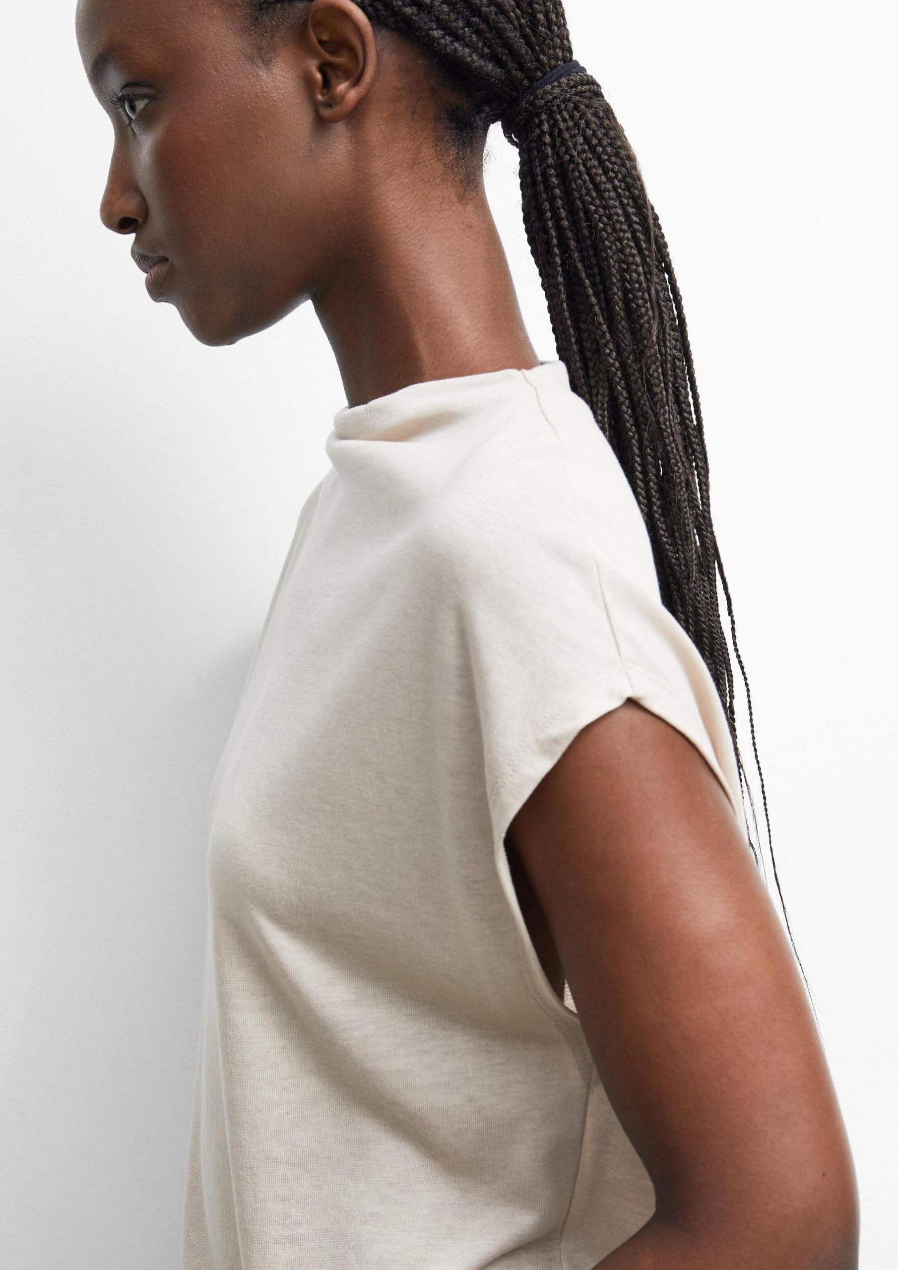 comma-t-shirt-mockneck-beige-kurzarm-gr-32 image 3