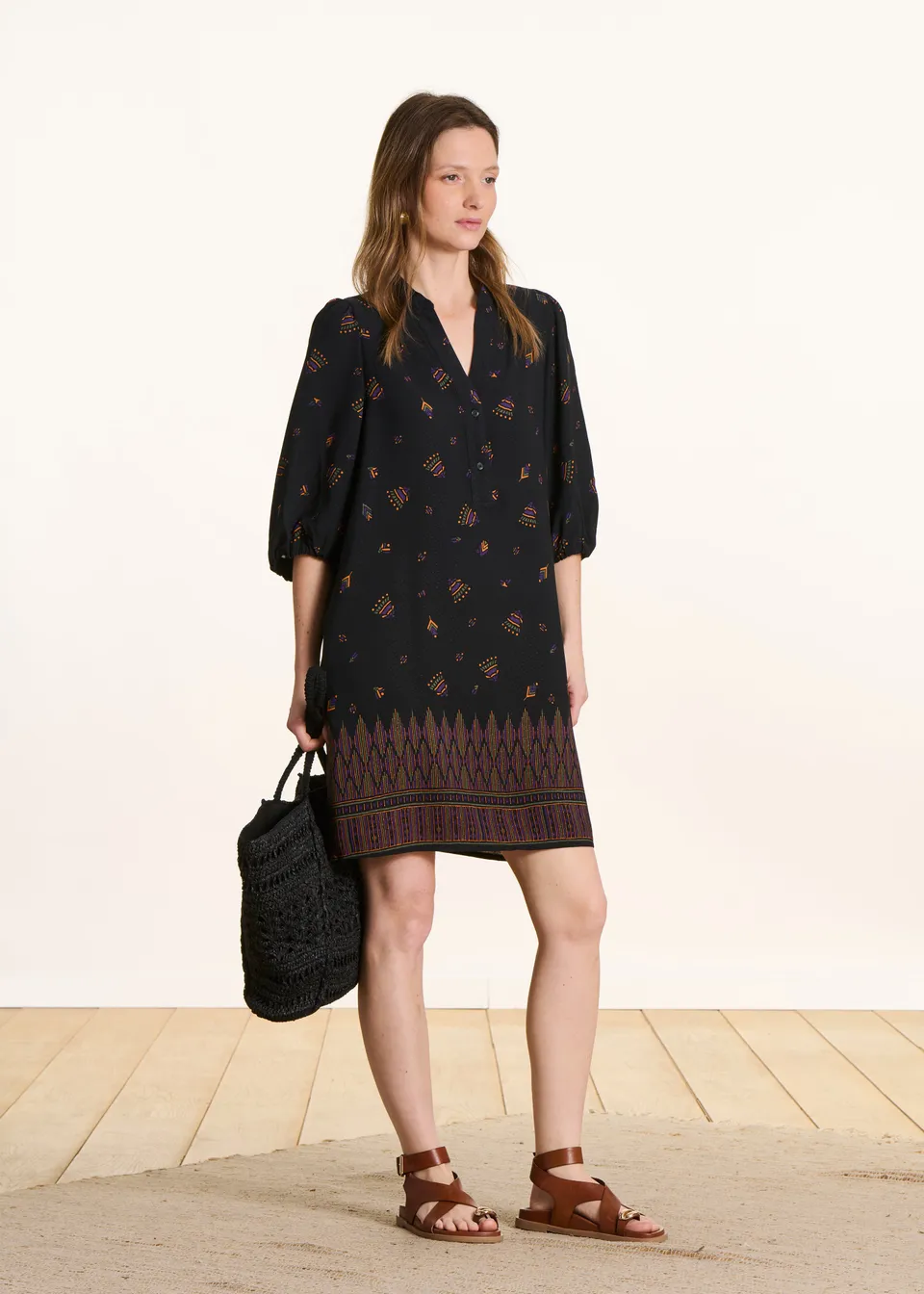 la-f-e-marabout-e-fertigo-kleid-schwarz-print-ecovero image 1