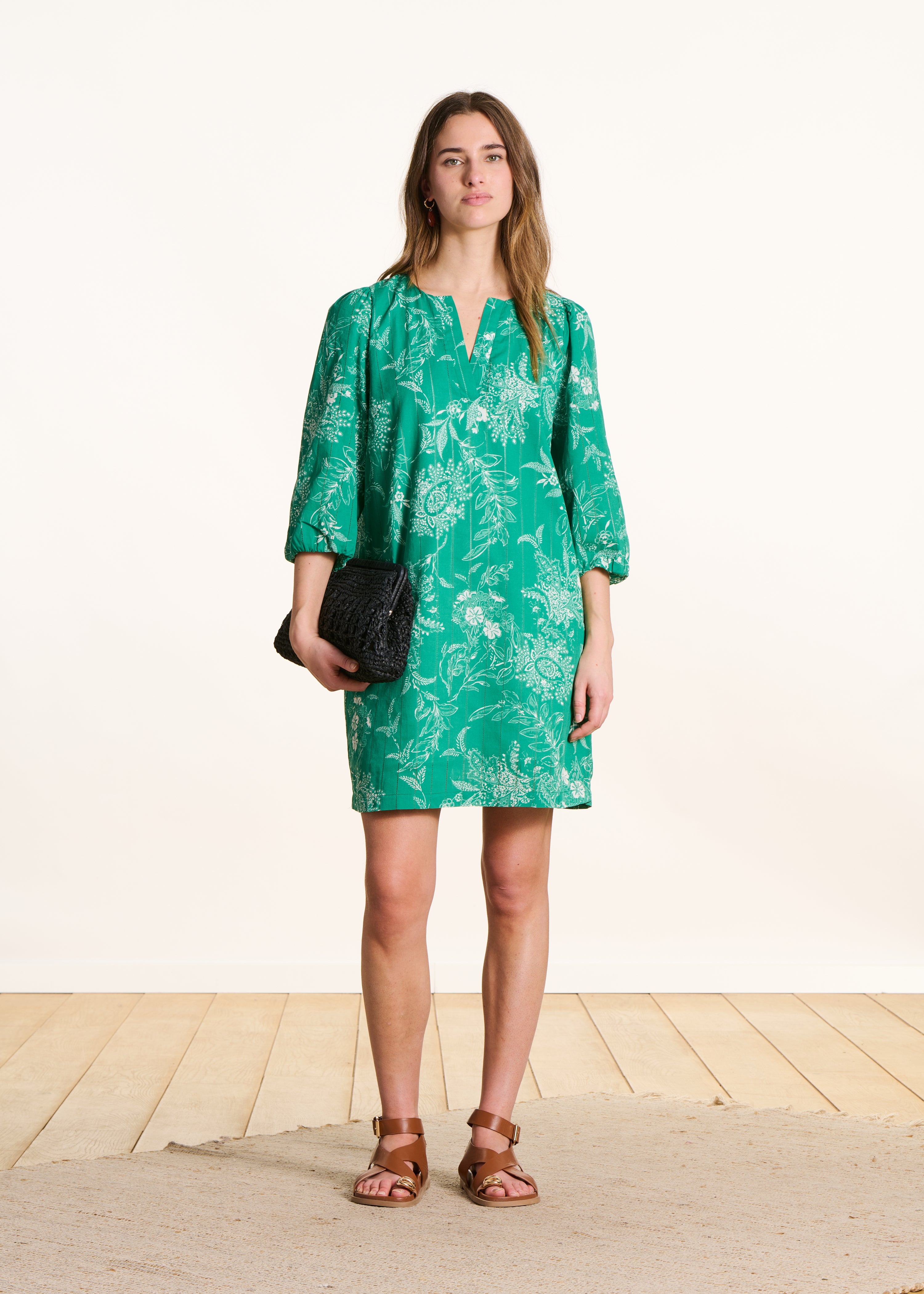 la-f-e-marabout-e-kleid-kurz-gr-n-gebl-mt-gr-34 image 1