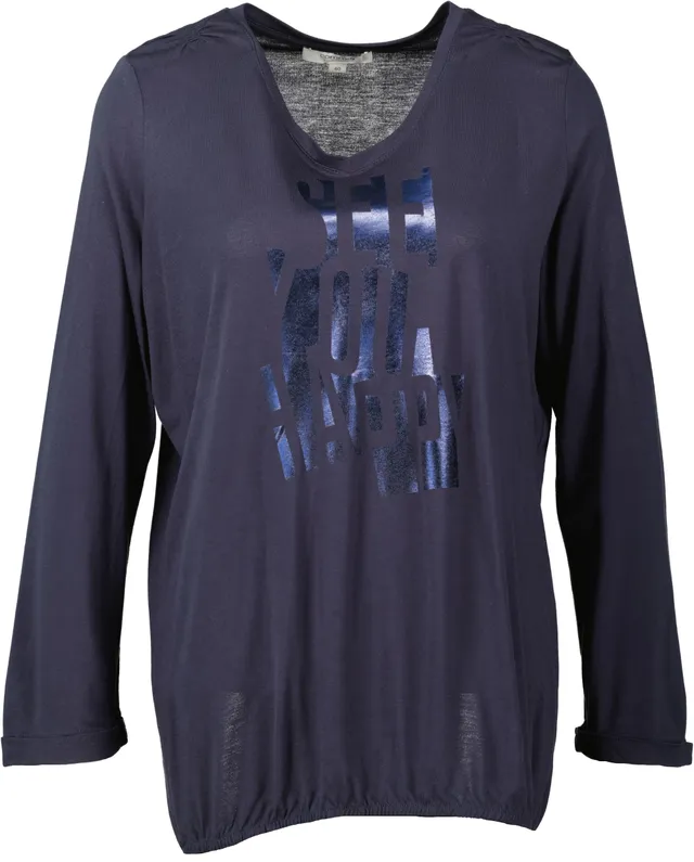 comma-langarmshirt-print-shirt-dunkelblau-jersey image 1