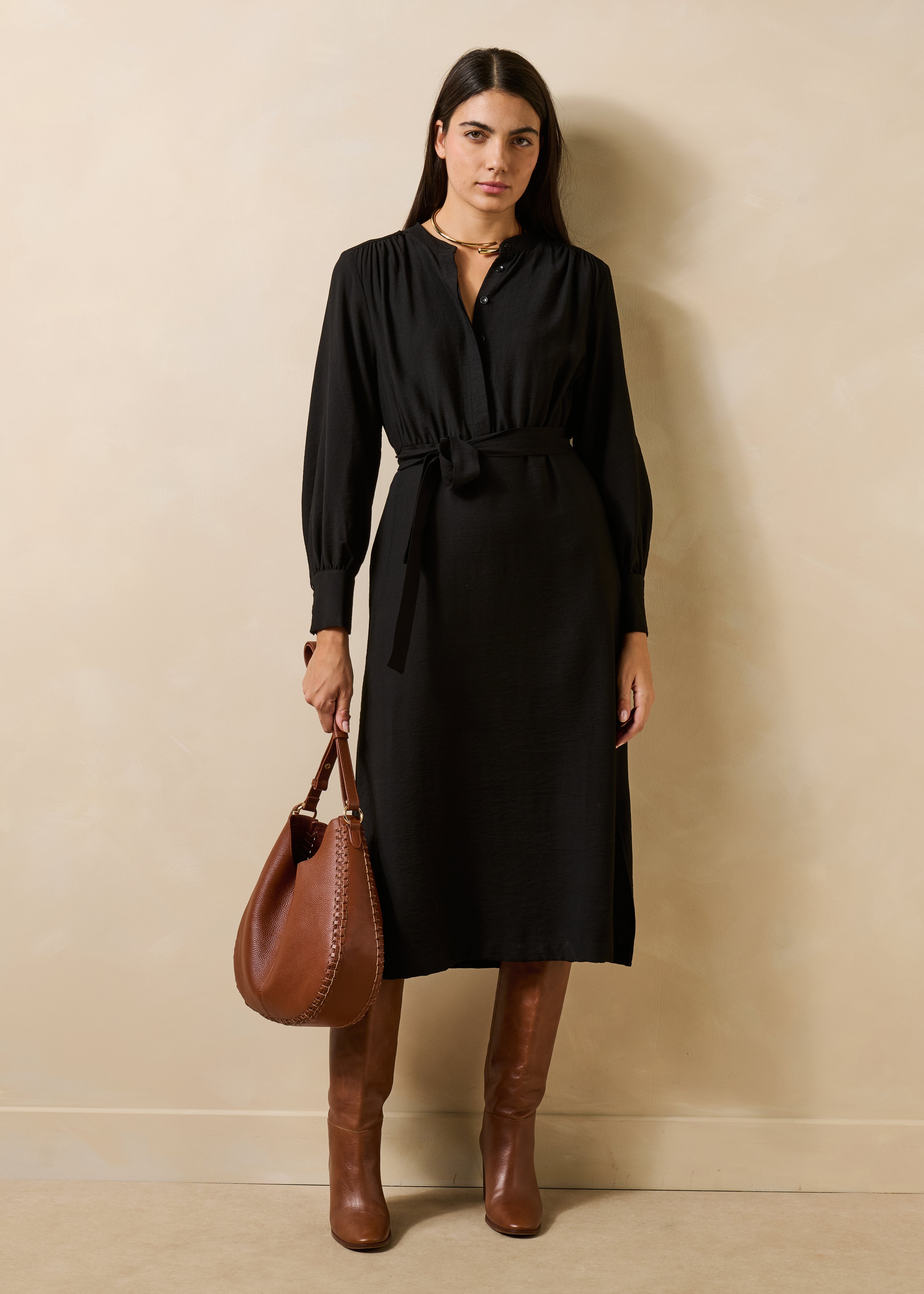 la-f-e-marabout-e-gula-maxikleid-schwarz-g-rtel image 1