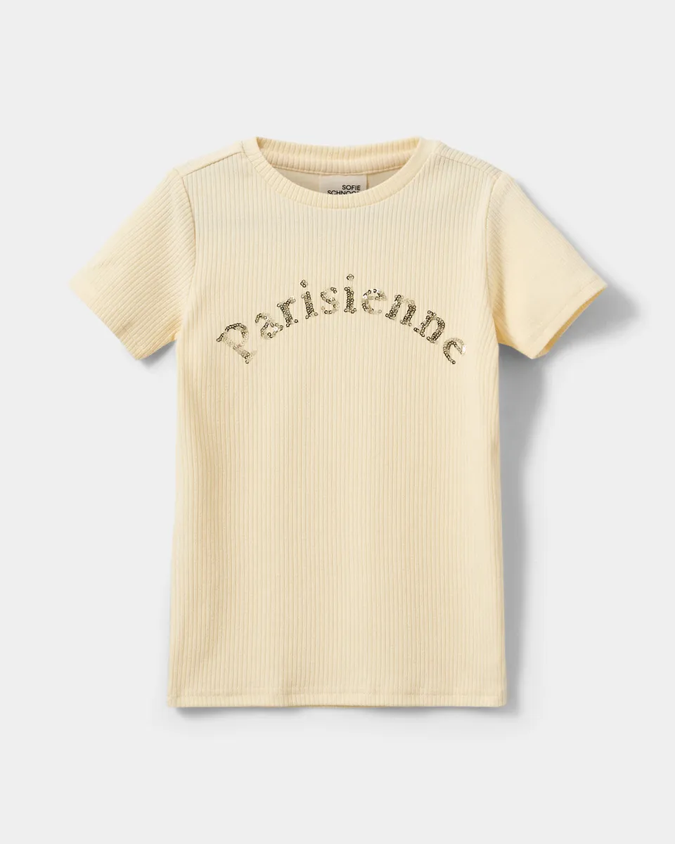 sofie-schnoor-kids-t-shirt-butter-yellow-pointelle-pailletten image 1