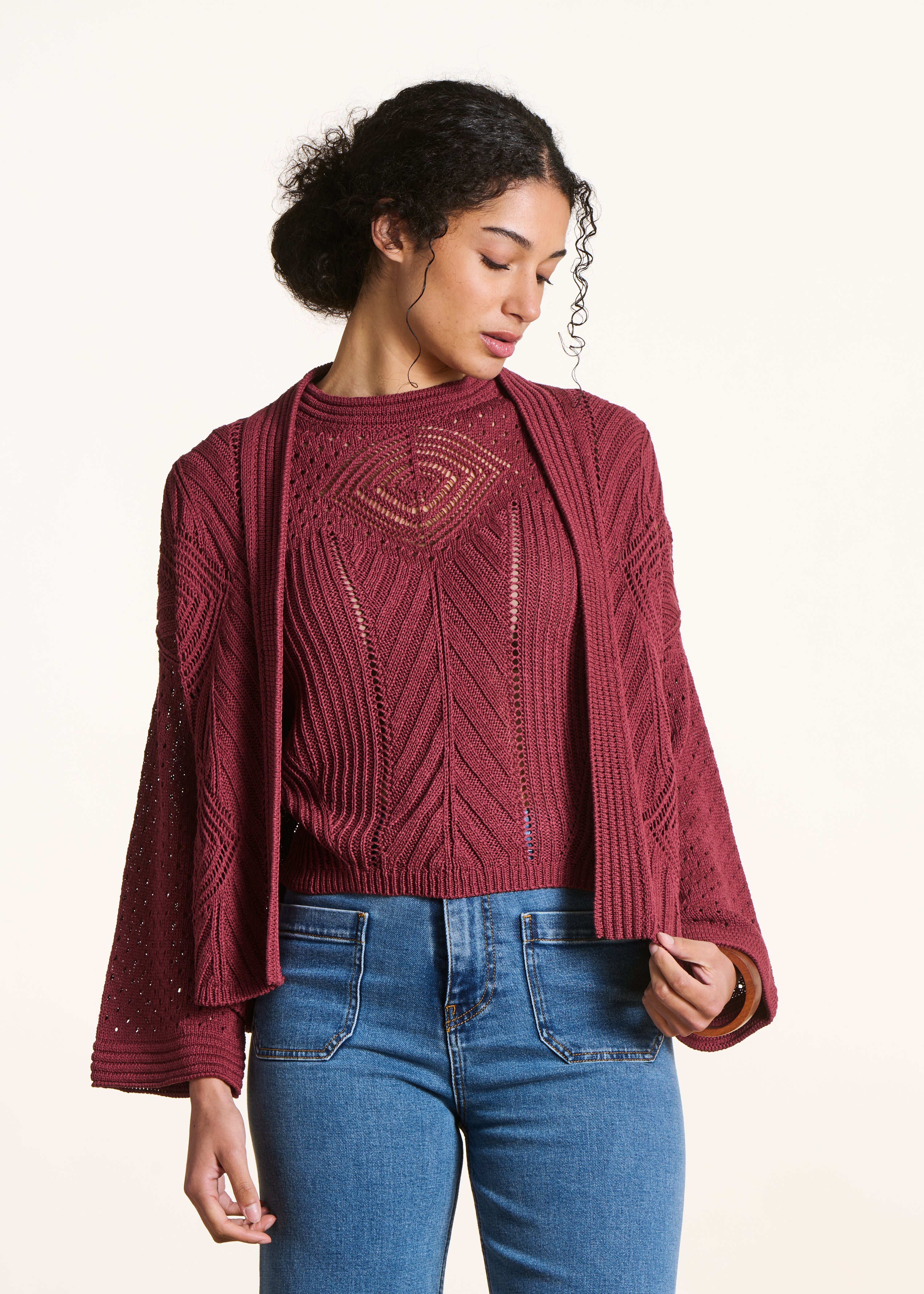 la-f-e-marabout-e-pulls-gilets-gilet-bordeaux-h-kelstrick-offen image 1