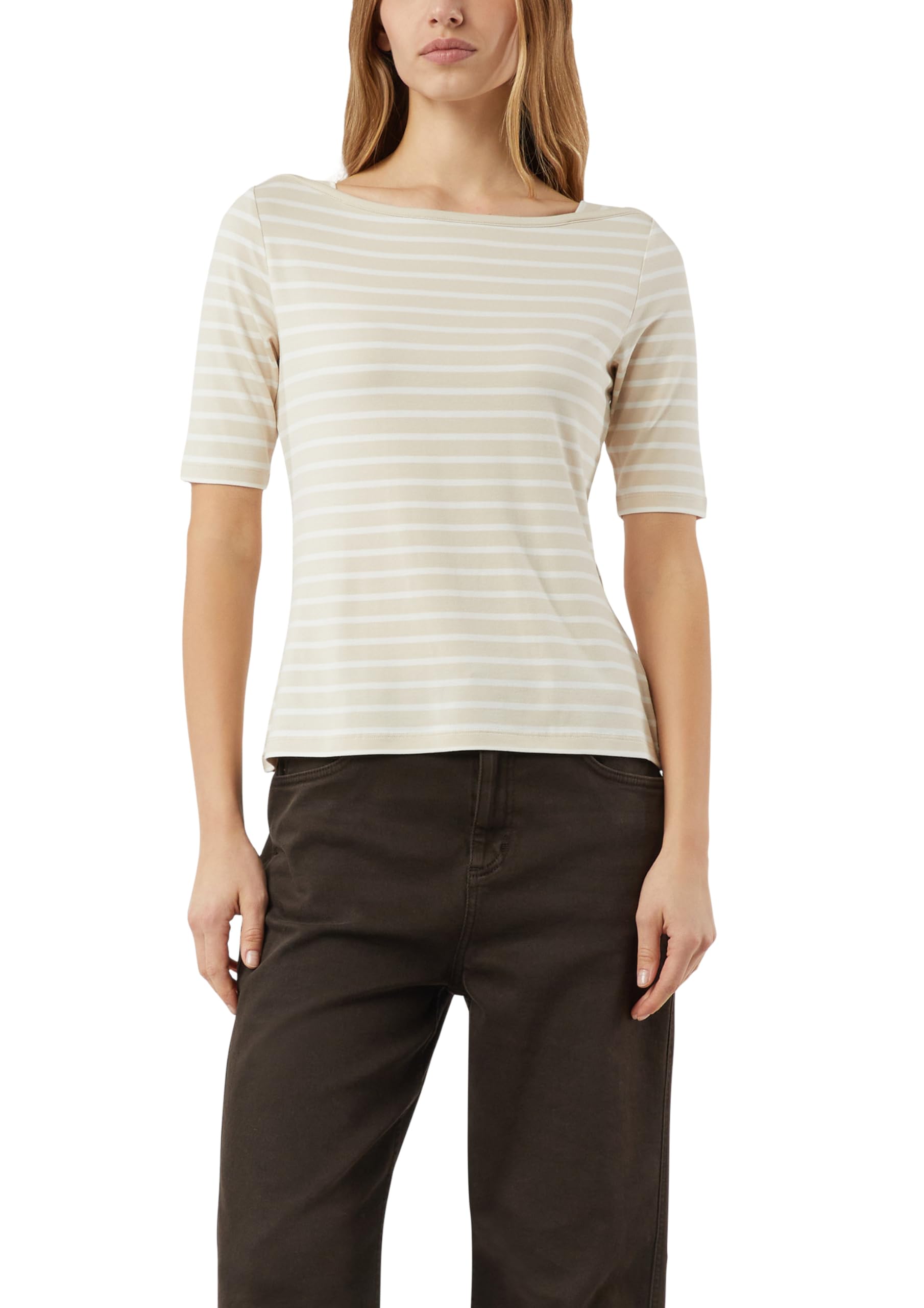 comma-tops-viskose-streifenshirt-slim-fit-beige-gr-38 image 8