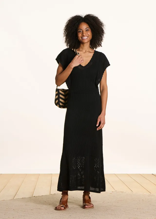 la-f-e-marabout-e-florida-langes-kleid-schwarz-lochstrick image 1