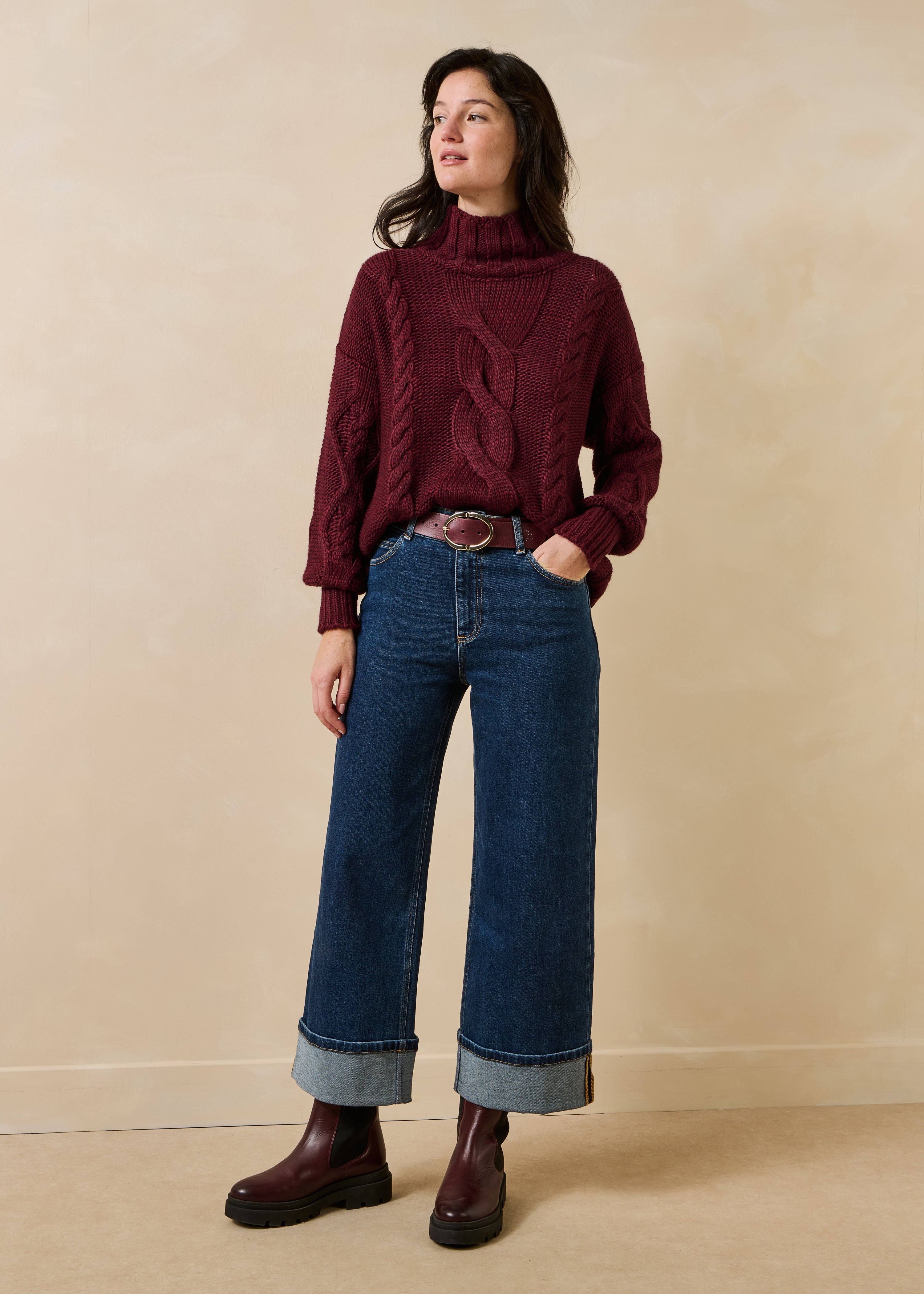 la-f-e-marabout-e-grissi-pullover-bordeaux-zopfmuster image 2