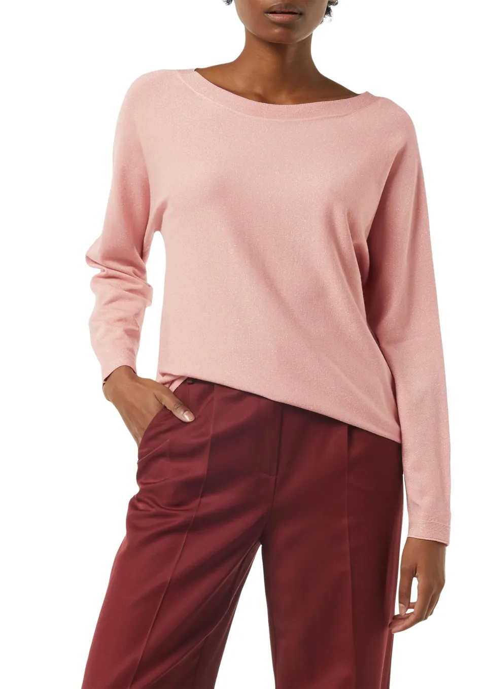 comma-strickpullover-glitzergarn-schwarz-bordeaux image 1