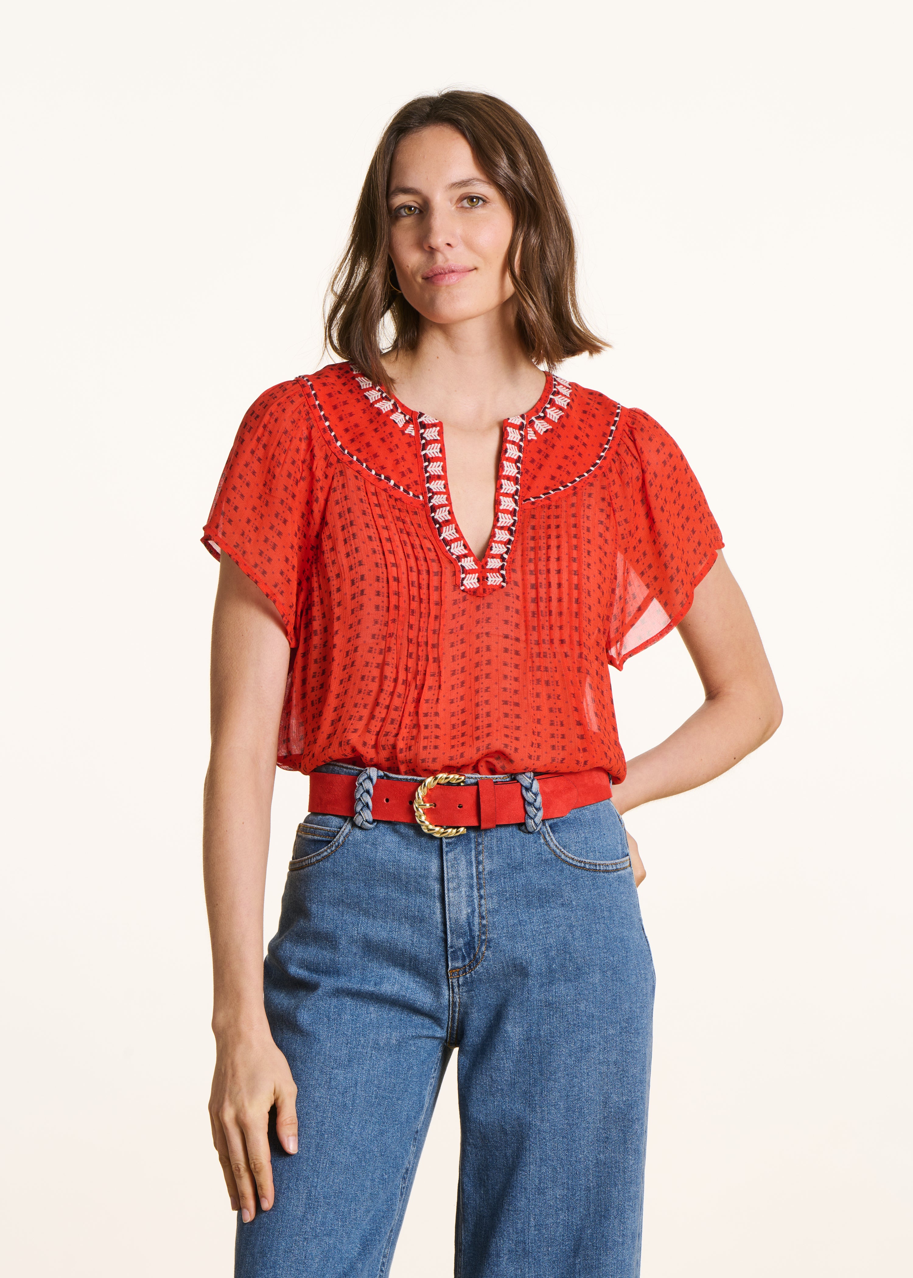 la-f-e-marabout-e-bluse-orange-jaspe-grafikmuster-gr-34 image 1