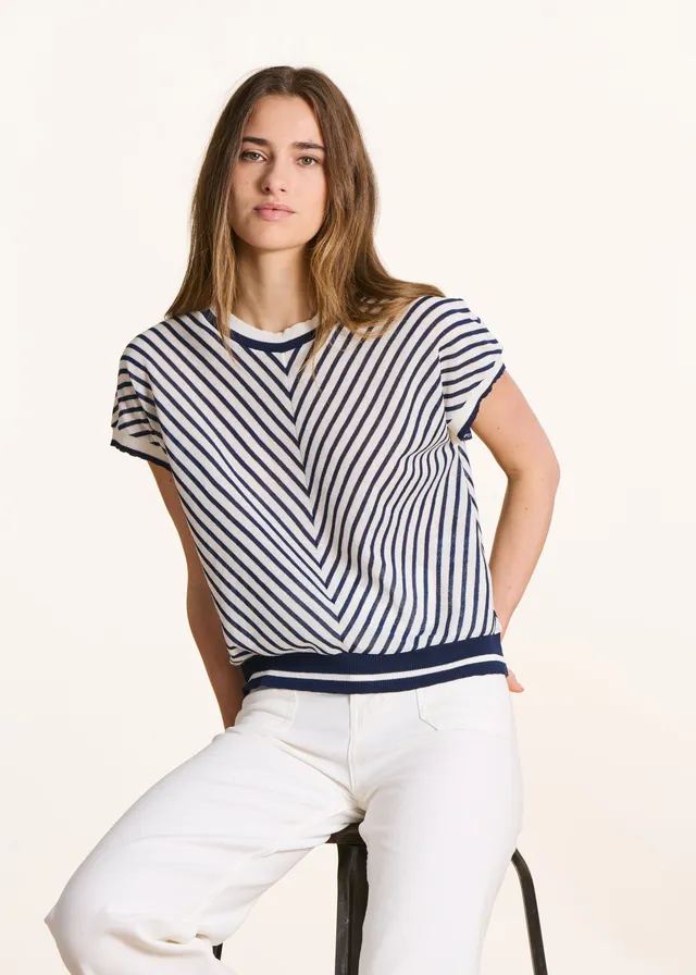 la-f-e-marabout-e-pulls-feliz-kurzer-pullover-ecru-blau image 1