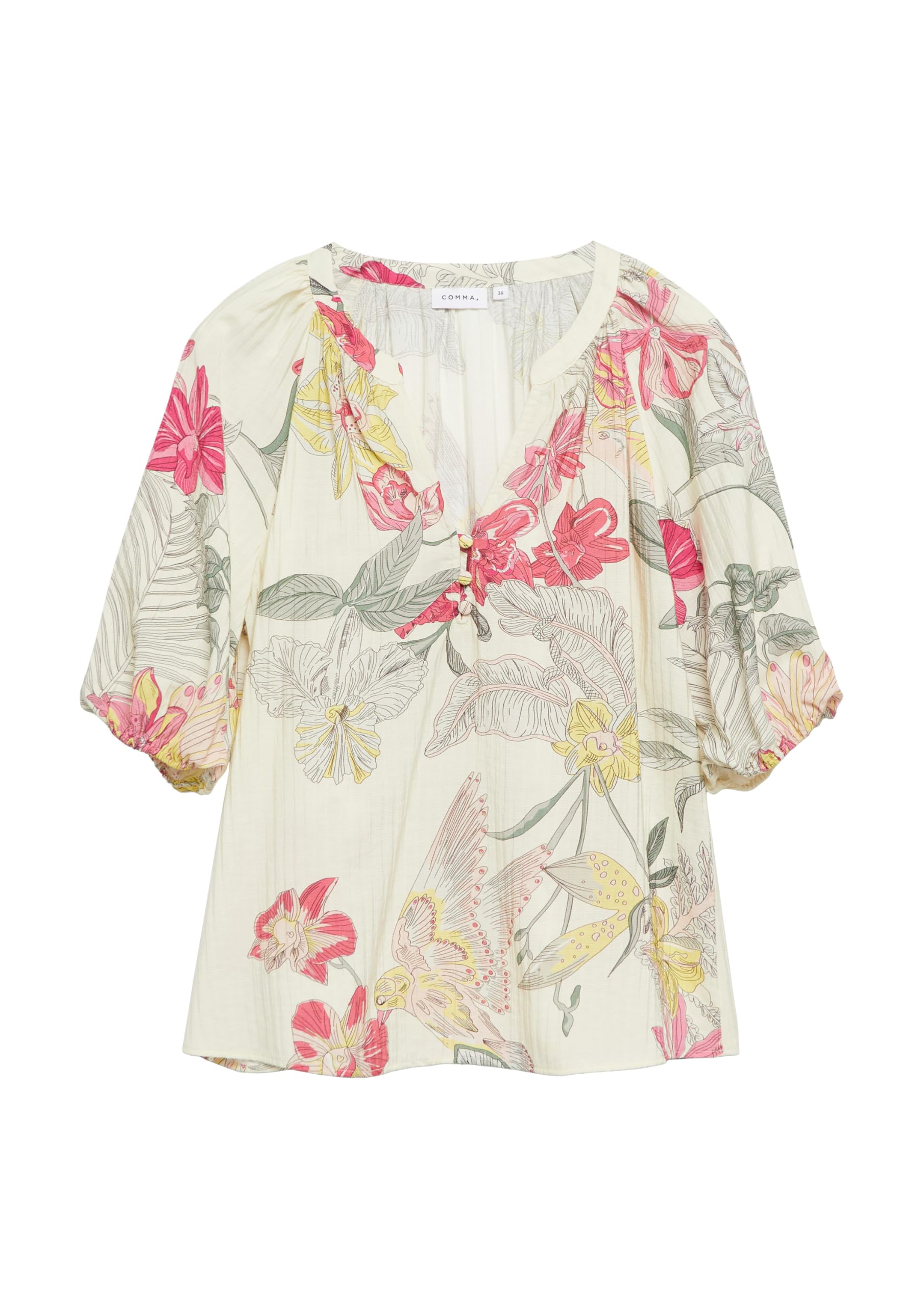 comma-bluse-tunika-ausschnitt-gr-46-beige-kurzarm image 4
