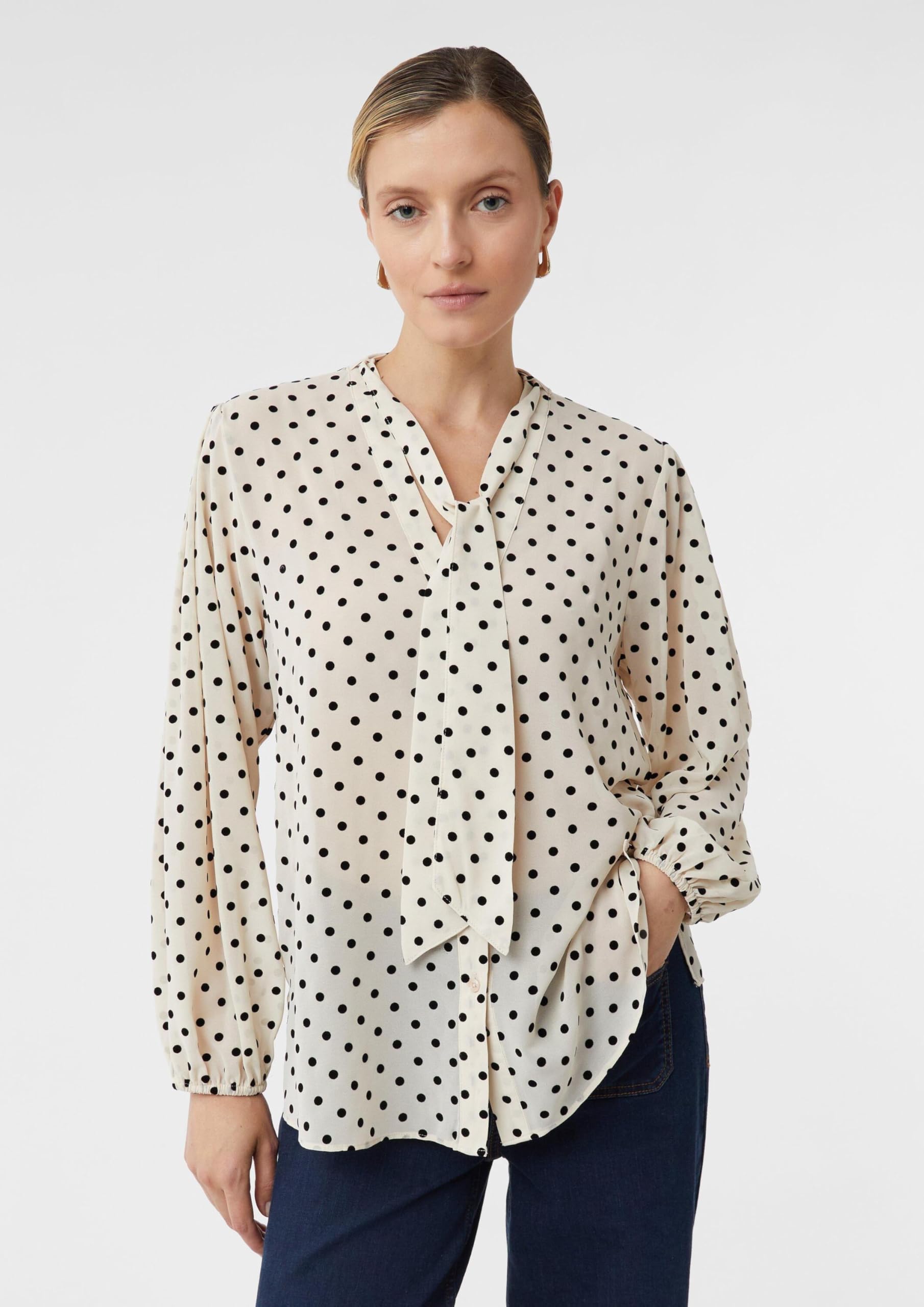 comma-schluppenbluse-langarm-chiffon-polka-dot-flock image 6