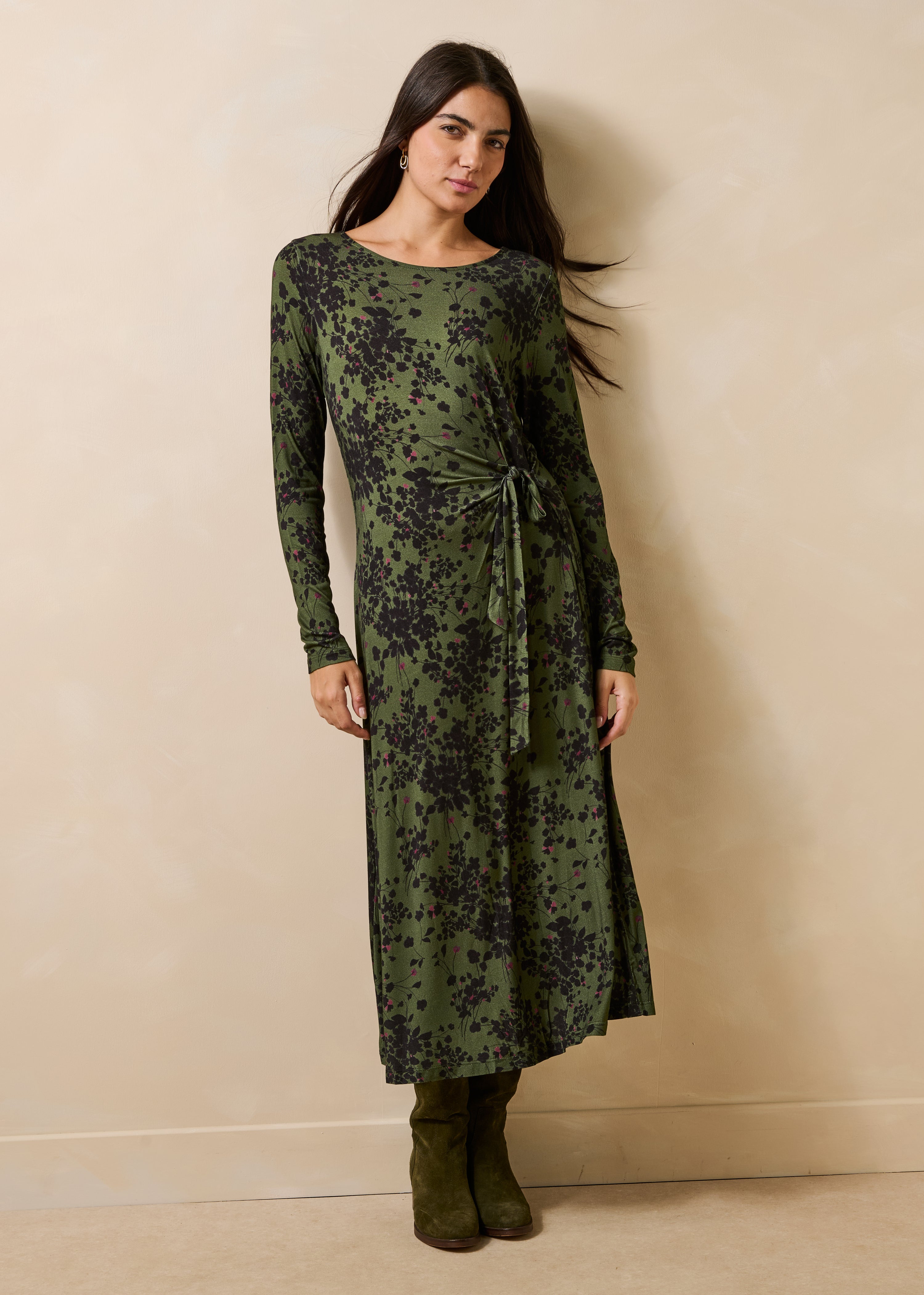 la-f-e-marabout-e-gacila-midikleid-kaki-bl-mchen-viskose image 1