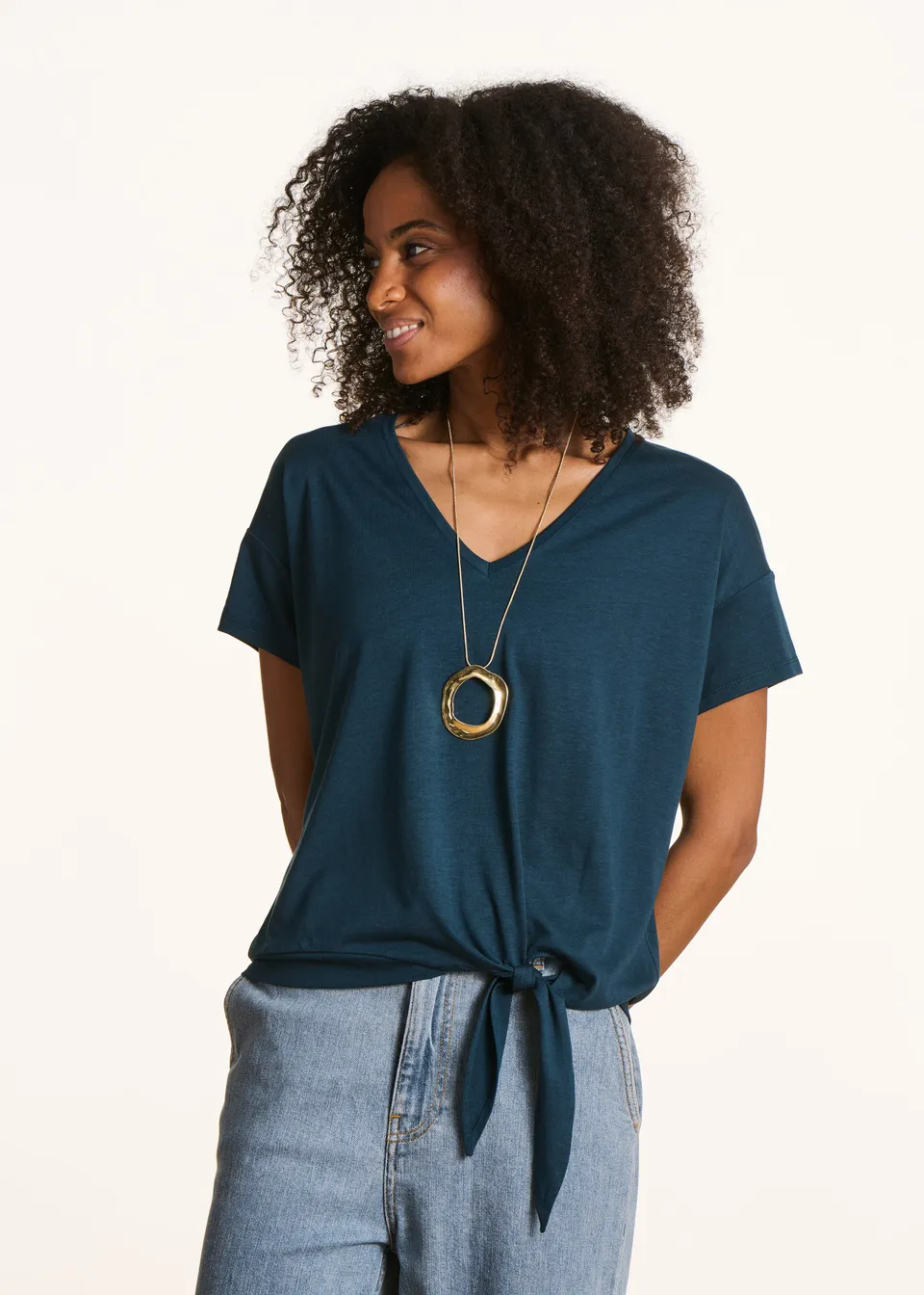 la-f-e-marabout-e-velsi-t-shirt-petrol-v-ausschnitt-kurzarm image 1