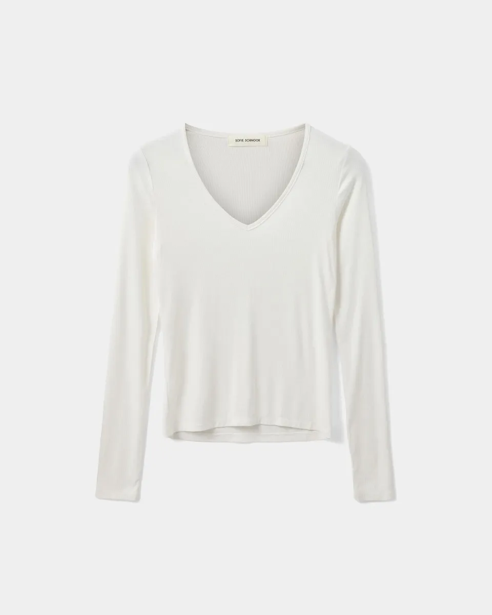 sofie-schnoor-women-sallysw-langarmshirt-wei-v-ausschnitt image 1