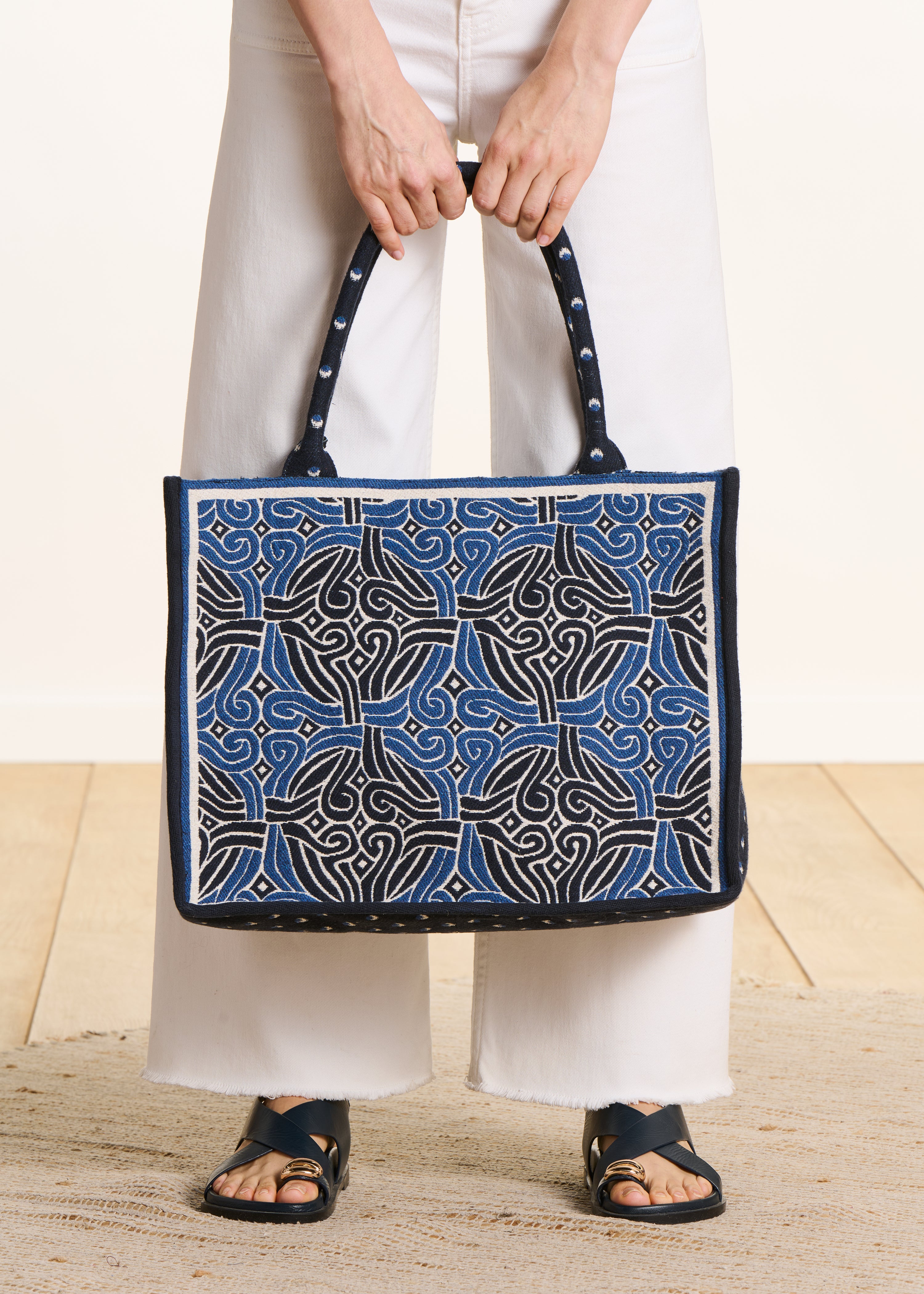 la-f-e-marabout-e-fetard-shopper-blau-jacquard image 2