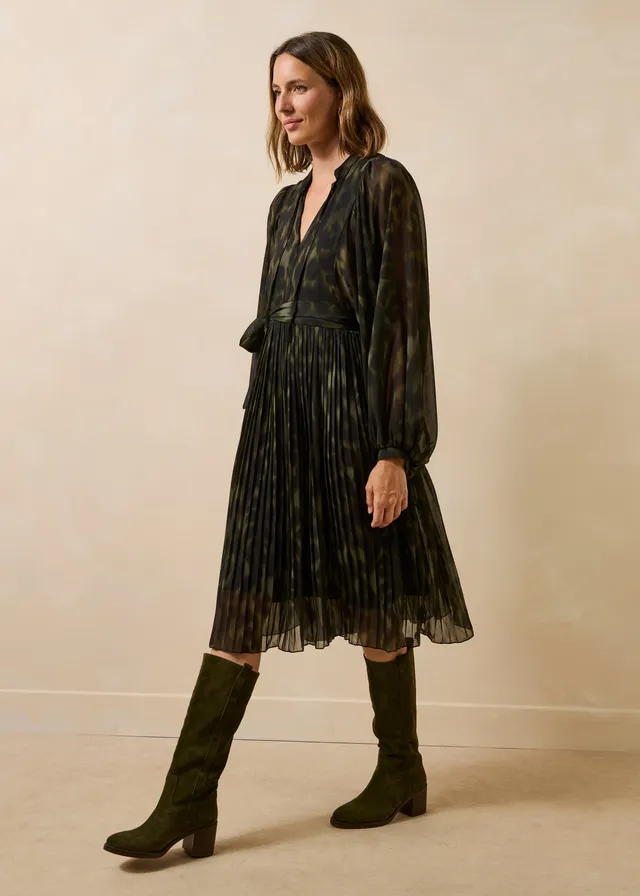 la-f-e-marabout-e-giovani-kleid-kaki-midi-animal-print image 1