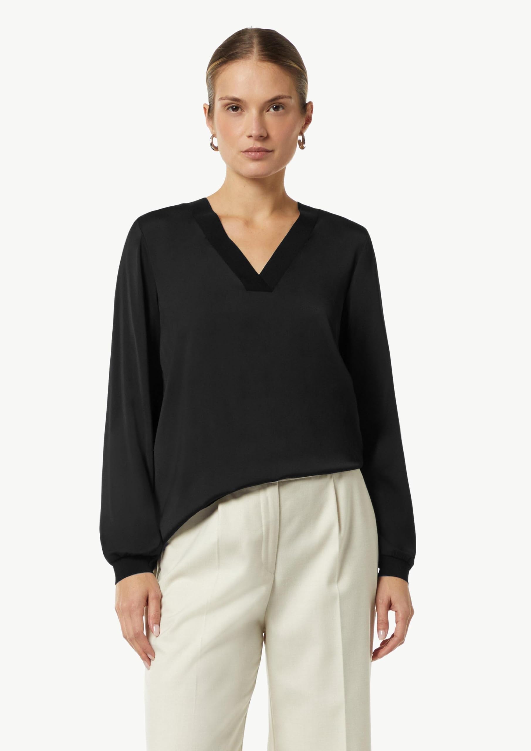 comma-satin-bluse-damen-schwarz-mit-rippb-ndchen image 5