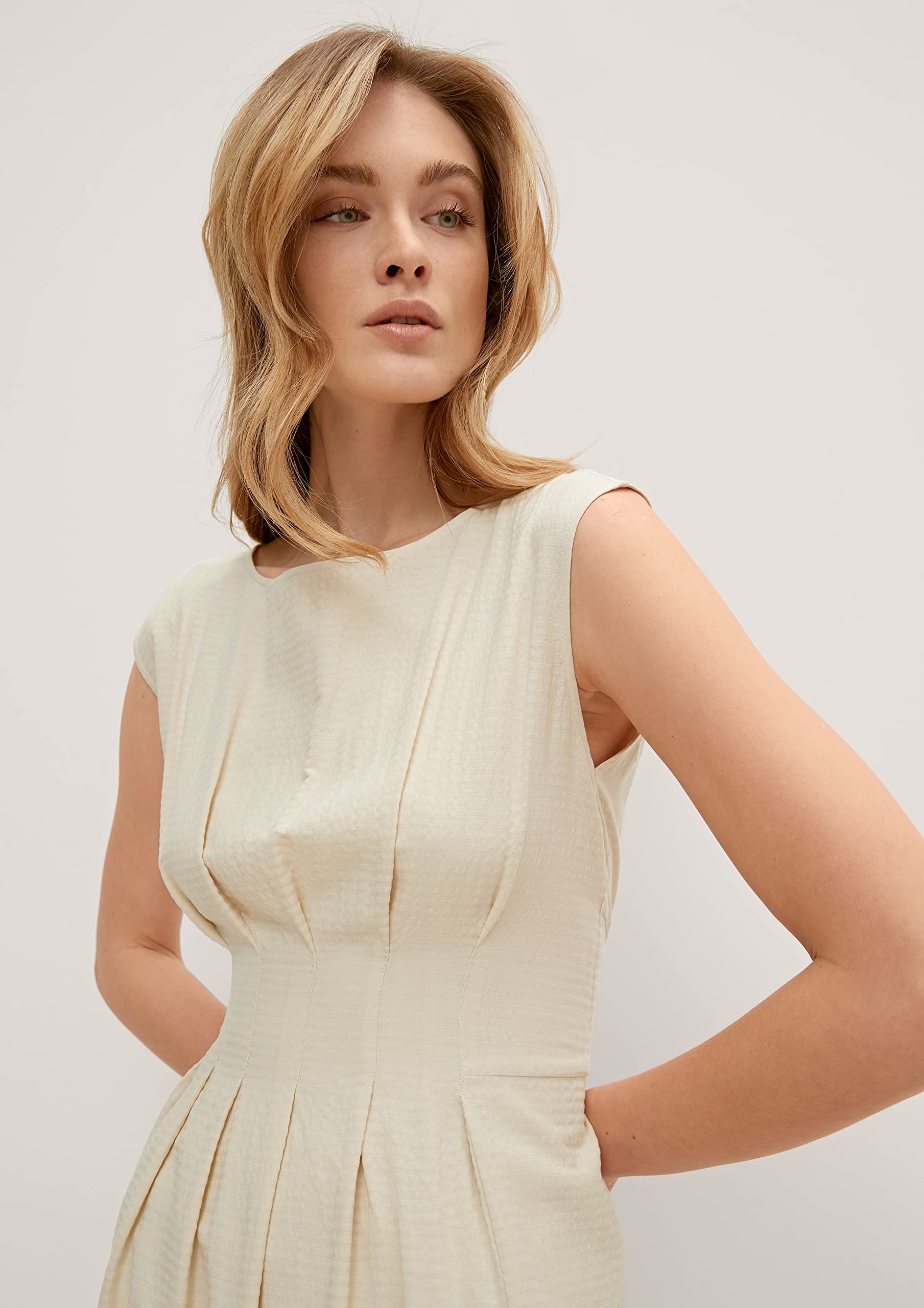 comma-kurz-kleid-beige-gr-e-40-mit-raffdetail image 4