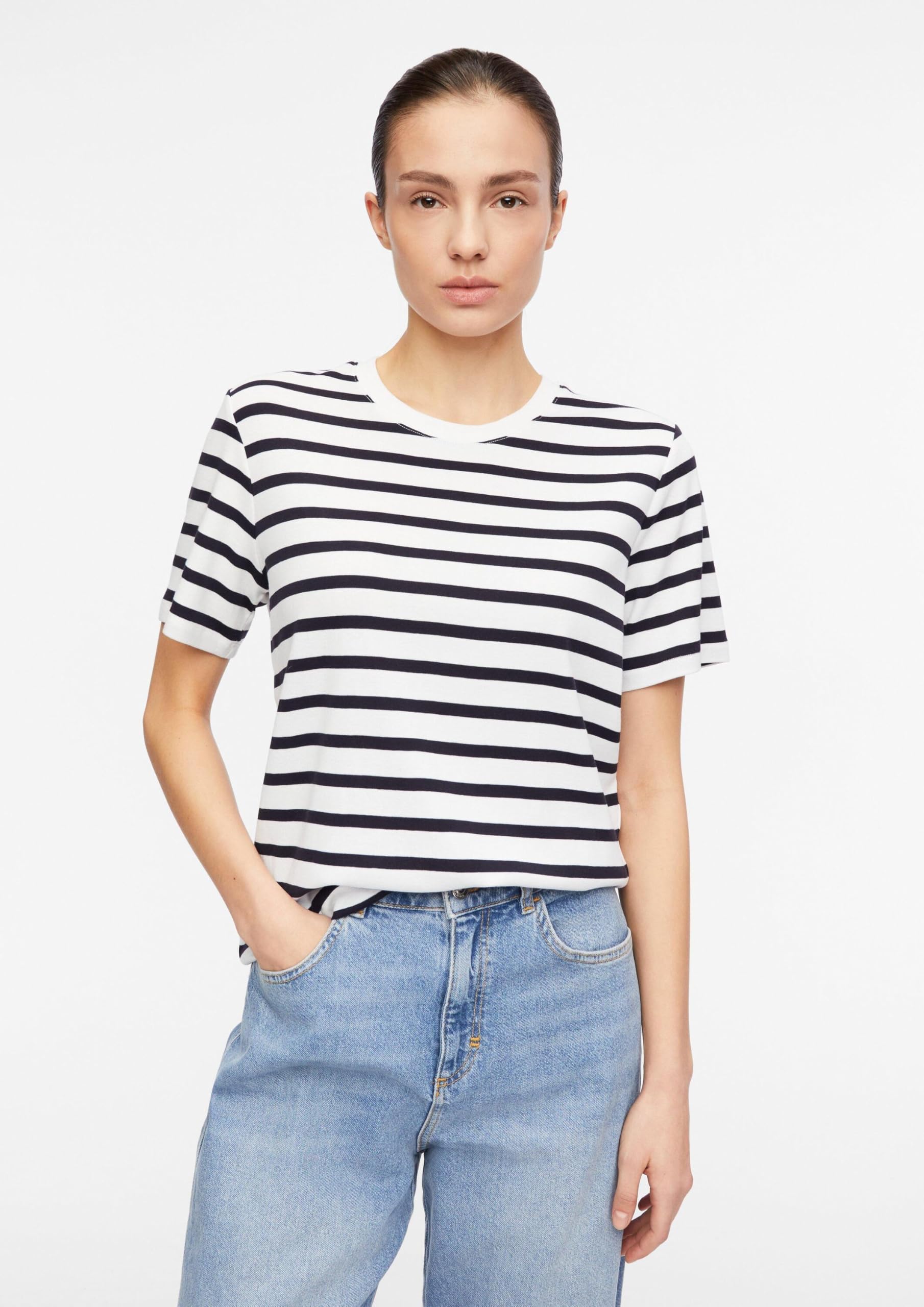comma-gestreiftes-t-shirt-damen-top-gr-e-42-hellblau image 6