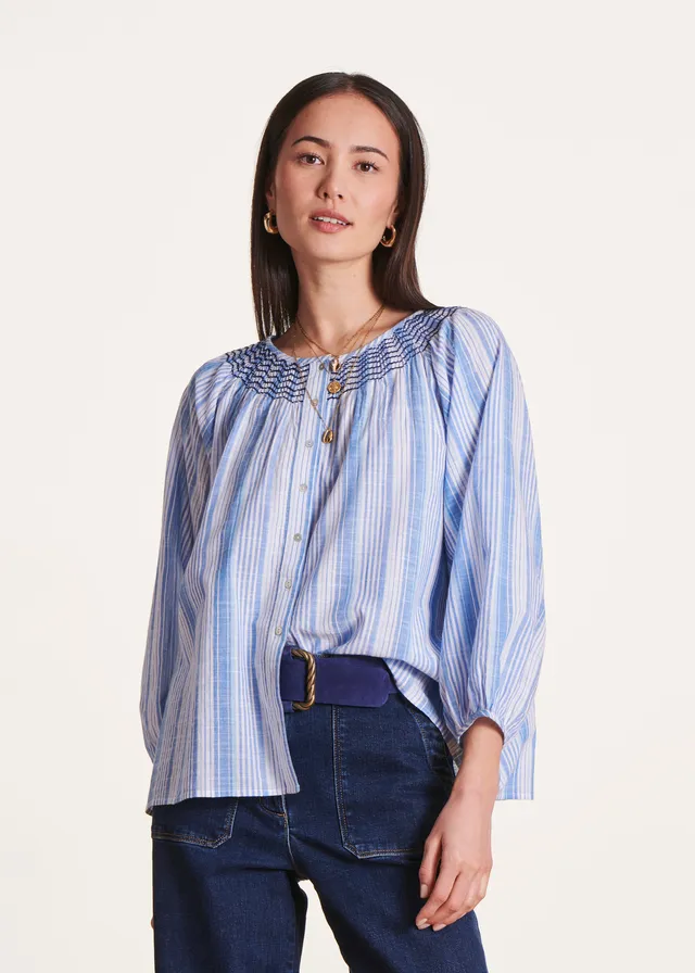 la-f-e-marabout-e-bluse-hellblau-gestreift-baumwolle image 1