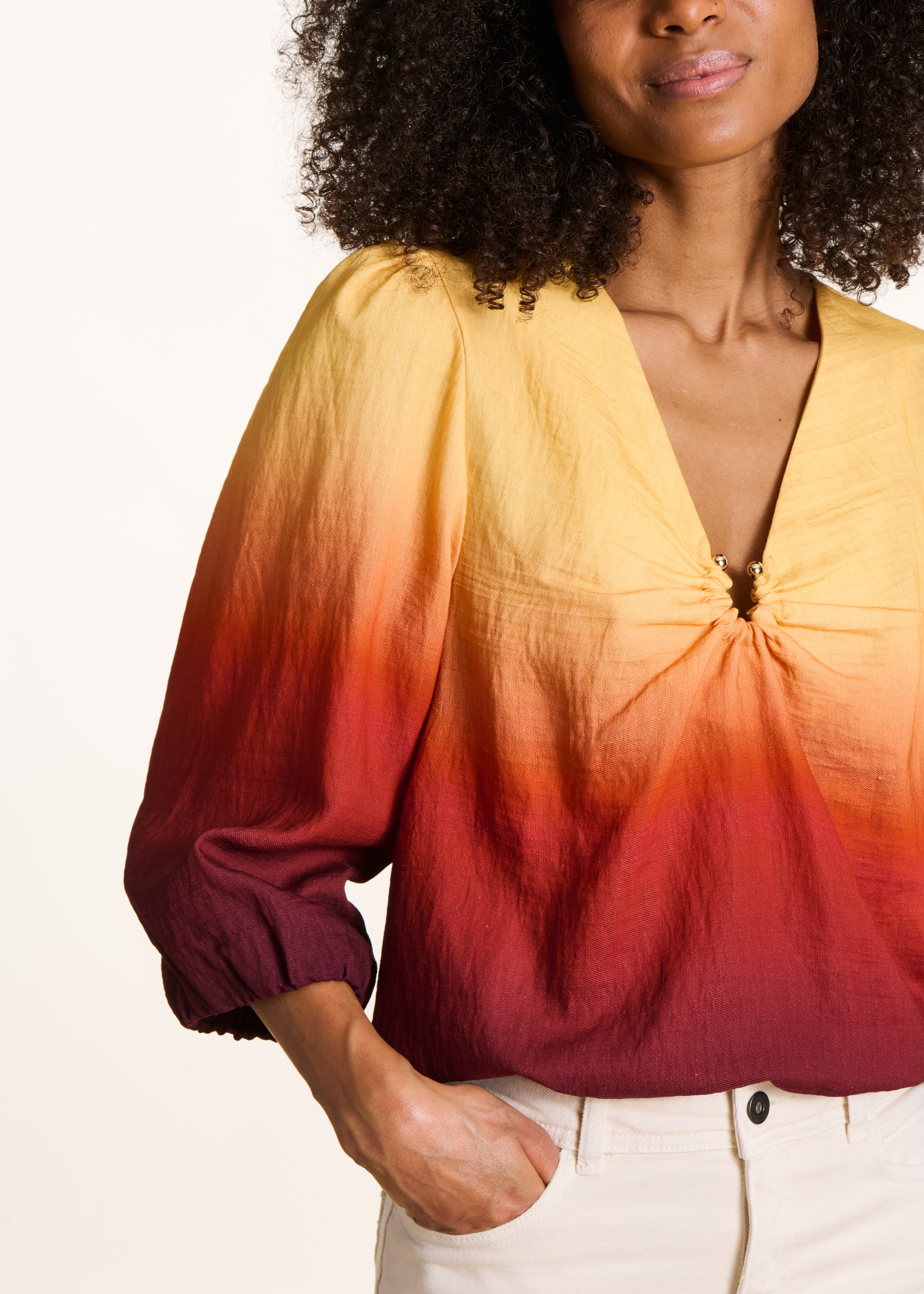 la-f-e-marabout-e-top-gelb-tie-dye-v-ausschnitt-lyocell image 5