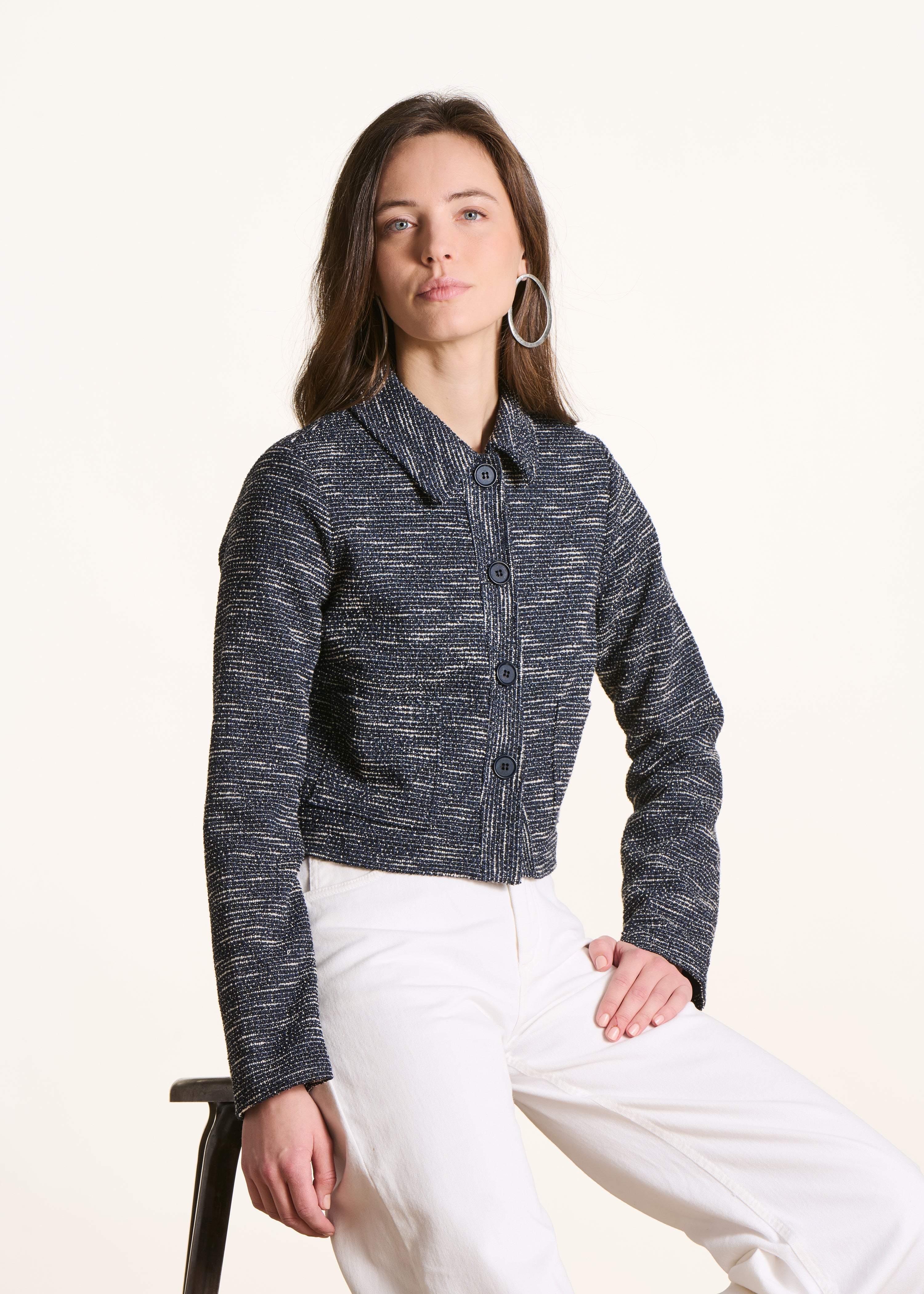 la-f-e-marabout-e-vestes-manteaux-kurzjacke-marine-tweed-optik image 1