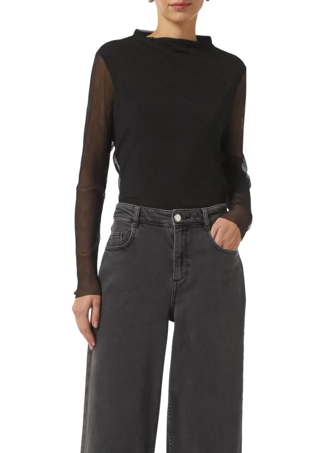 comma-2157793-mesh-longsleeve-gr-44-plissee-shirt image 1