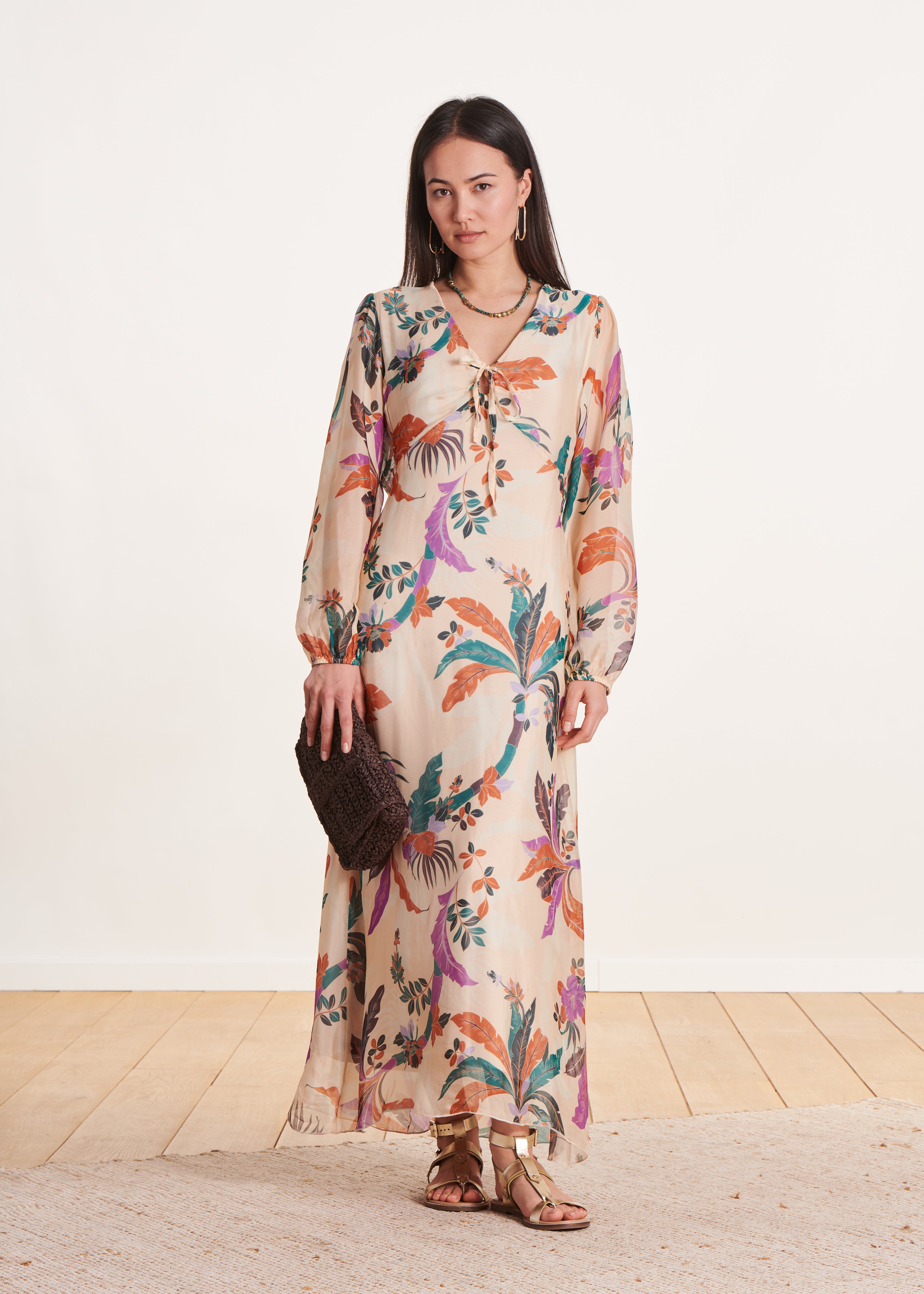 la-f-e-marabout-e-deesse-maxikleid-ecru-print-seide image 2