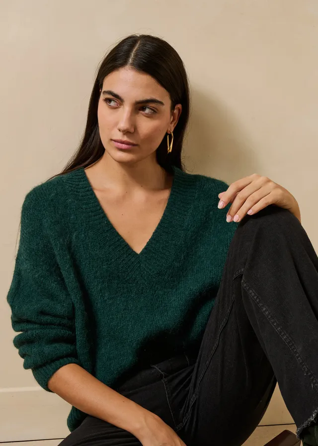 la-f-e-marabout-e-gity-pullover-gr-n-v-ausschnitt image 1