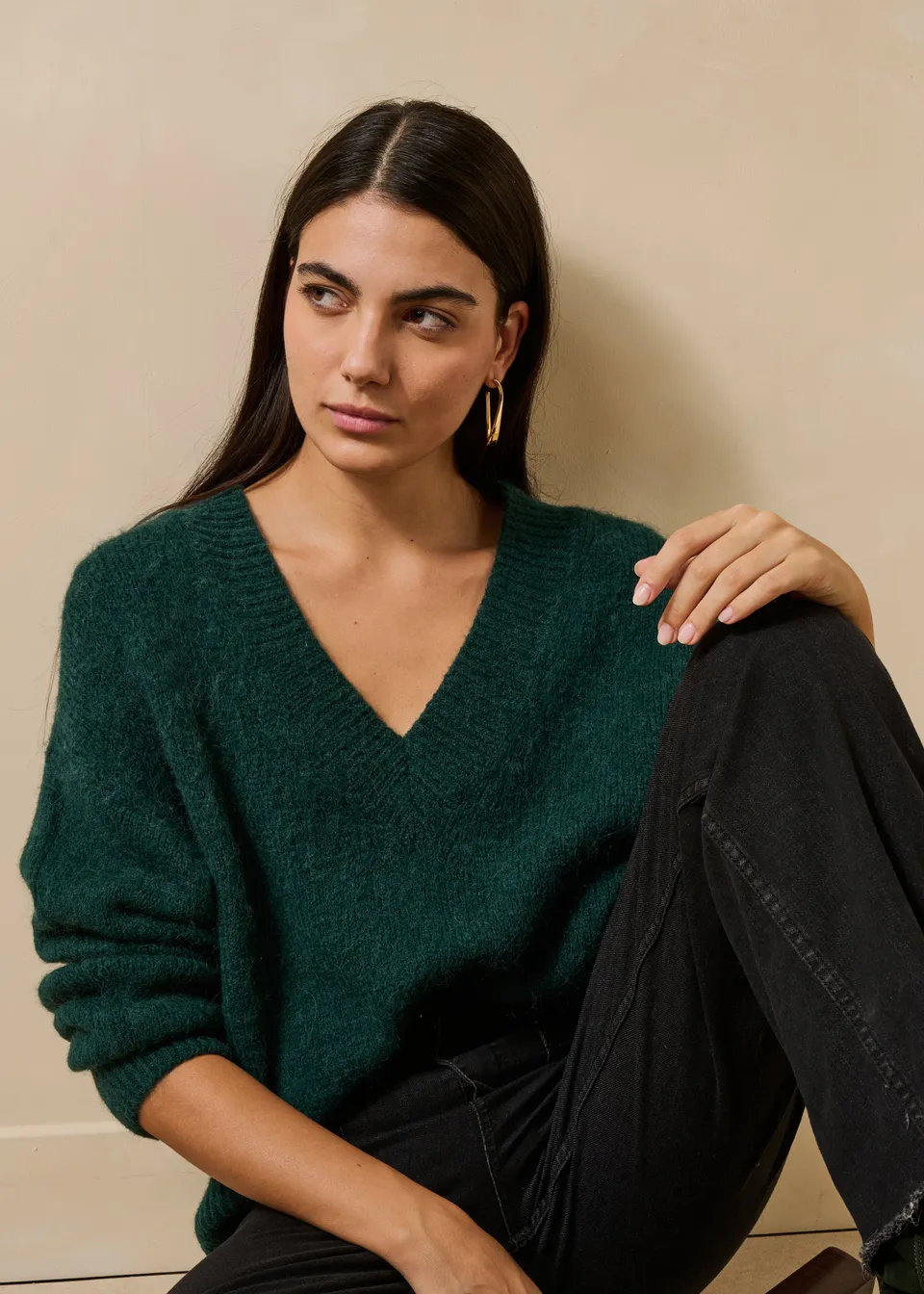 la-f-e-marabout-e-gity-pullover-gr-n-v-ausschnitt image 1