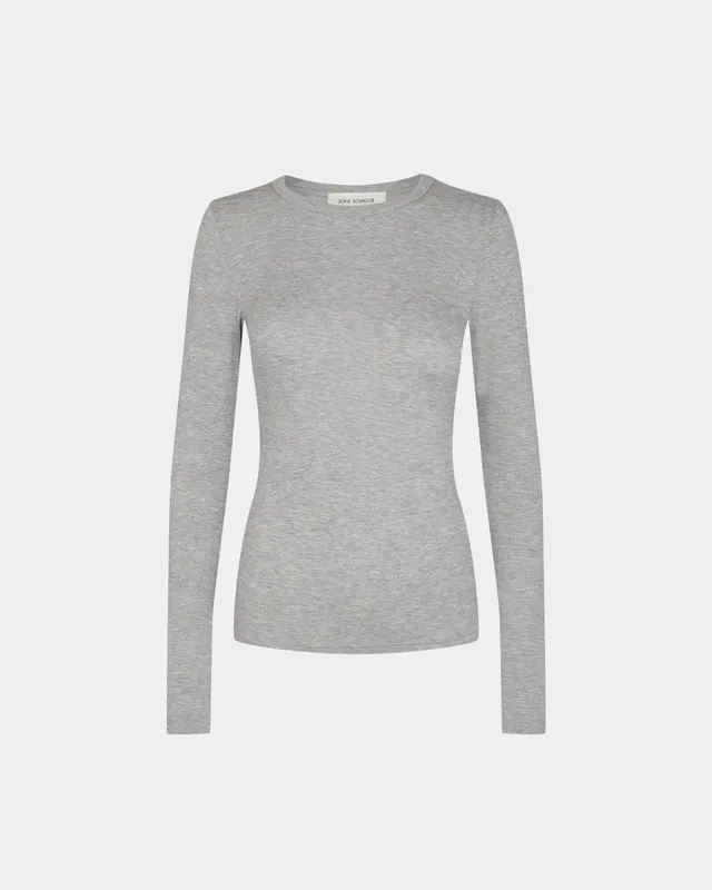 sofie-schnoor-women-petriciasw-langarmshirt-grey-mel-xs-slimfit image 1