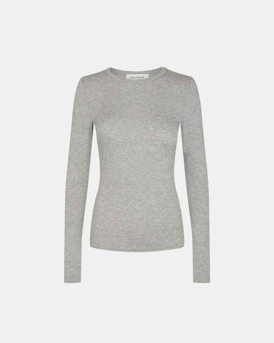 sofie-schnoor-women-petriciasw-langarmshirt-grey-mel-xs-slimfit image 1