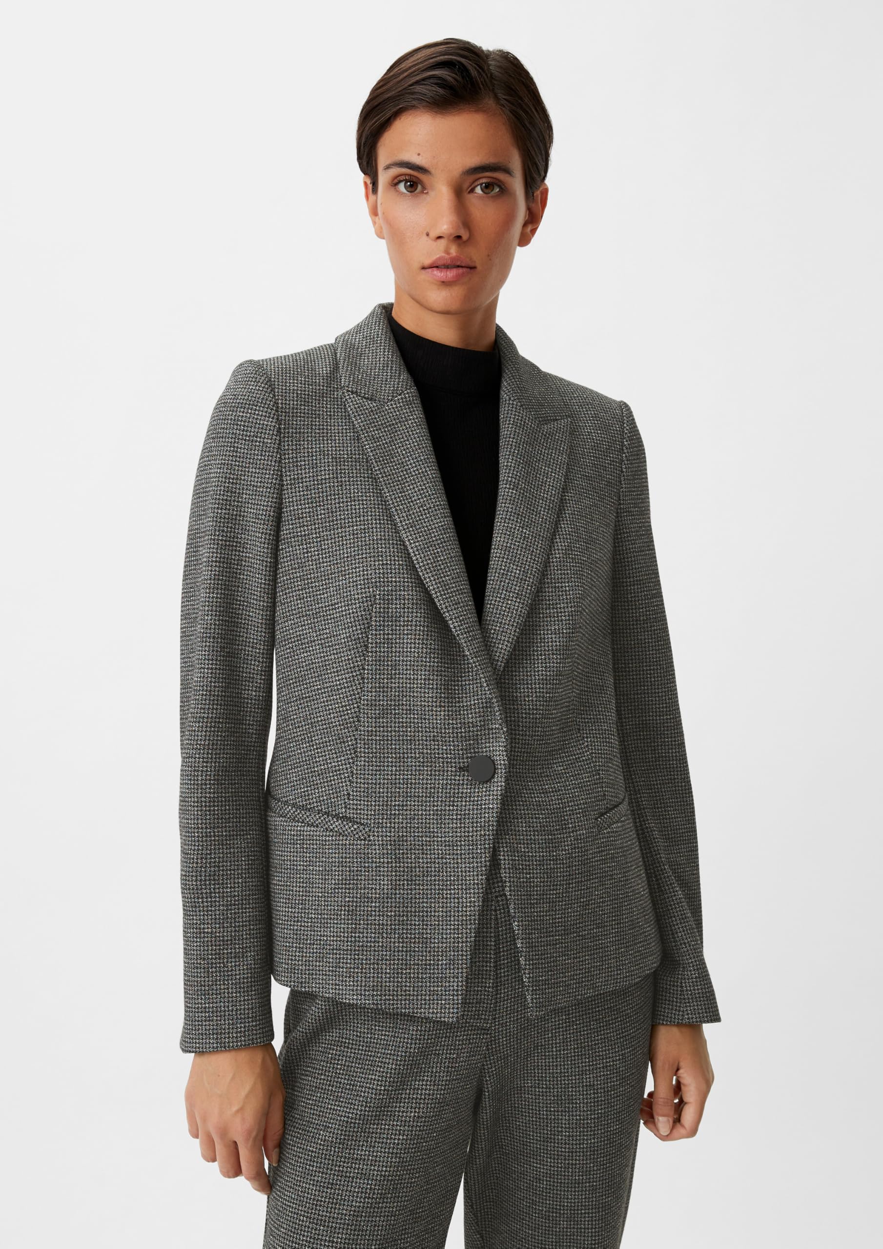 comma-blazer-pepita-muster-jacquard-damenblazer-gr-40-schwarz image 5