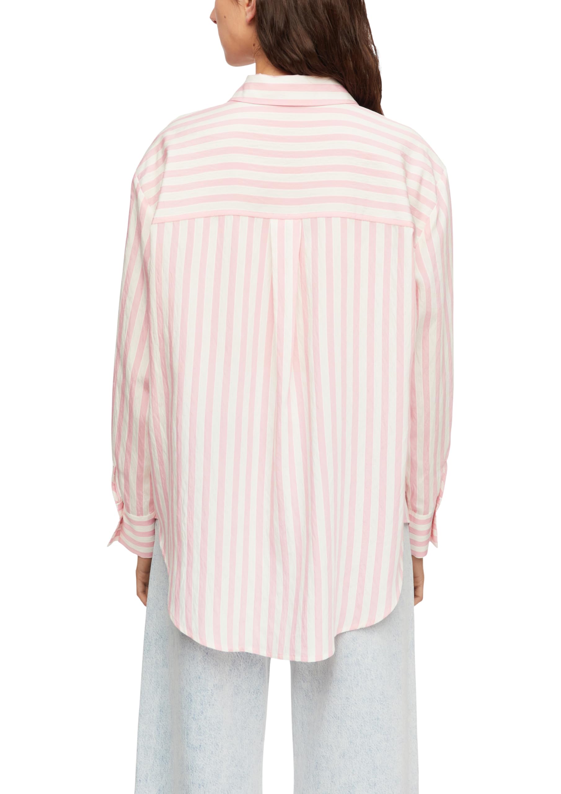 comma-blouses-bluse-loose-fit-streifen-hemdkragen-gr-34-rosa image 2