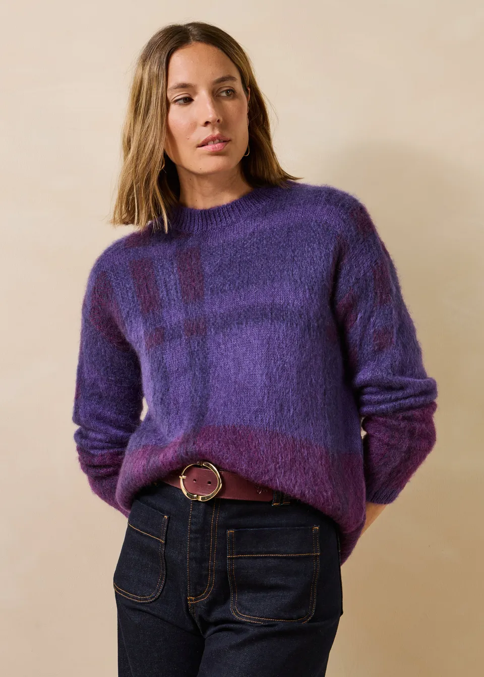 la-f-e-marabout-e-gringo-pullover-lila-karo-mohair image 1