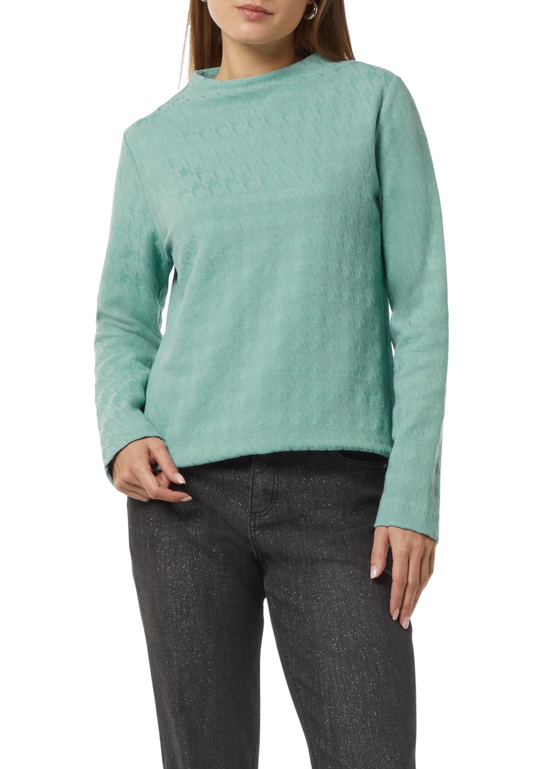 comma-jerseyshirt-hahnentritt-stehkragen-t-rkis-top image 8
