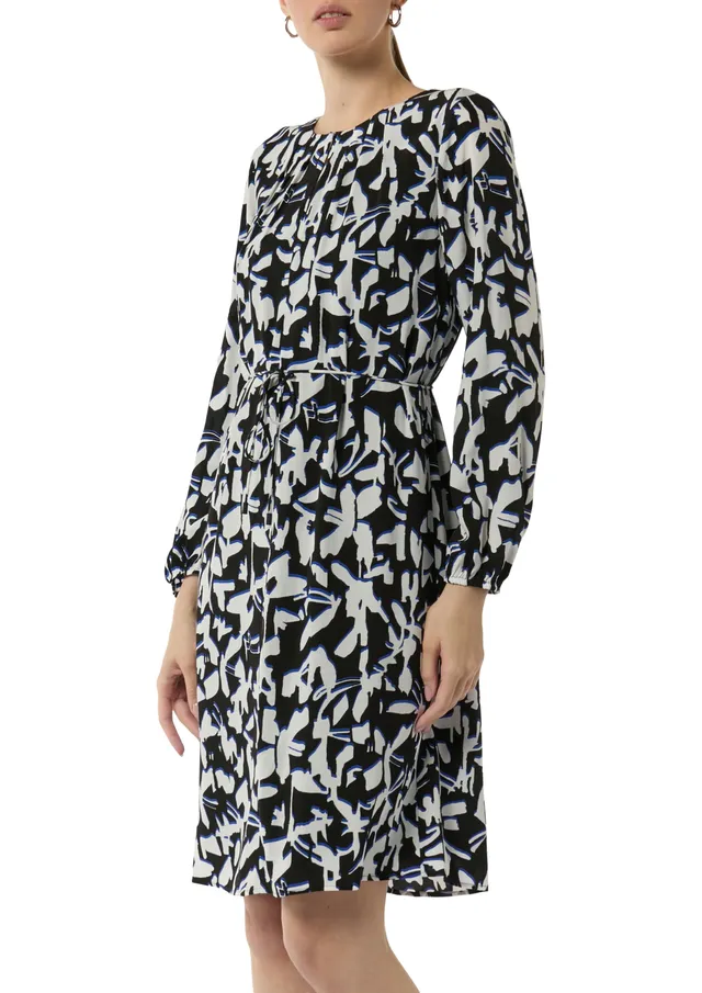 comma-gemustertes-midi-kleid-kleid-royalblau-viskose image 1