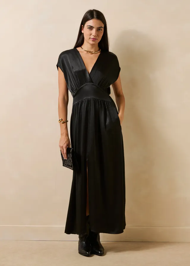 la-f-e-marabout-e-facre-satin-kleid-schwarz-viskose image 1