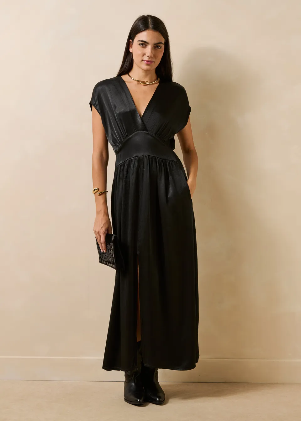 la-f-e-marabout-e-facre-satin-kleid-schwarz-viskose image 1