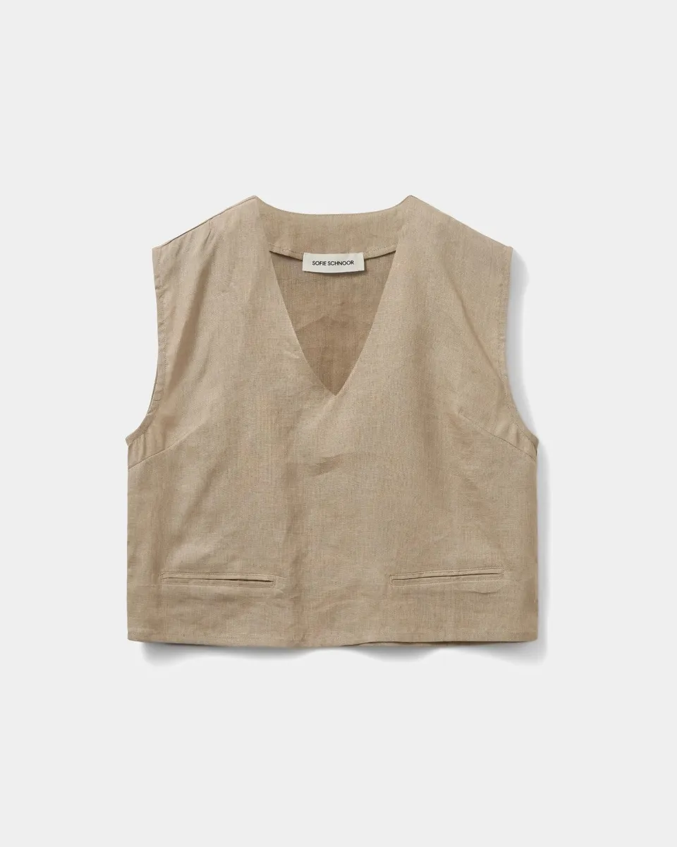 sofie-schnoor-women-inayasw-top-leinen-camel-cropped image 1