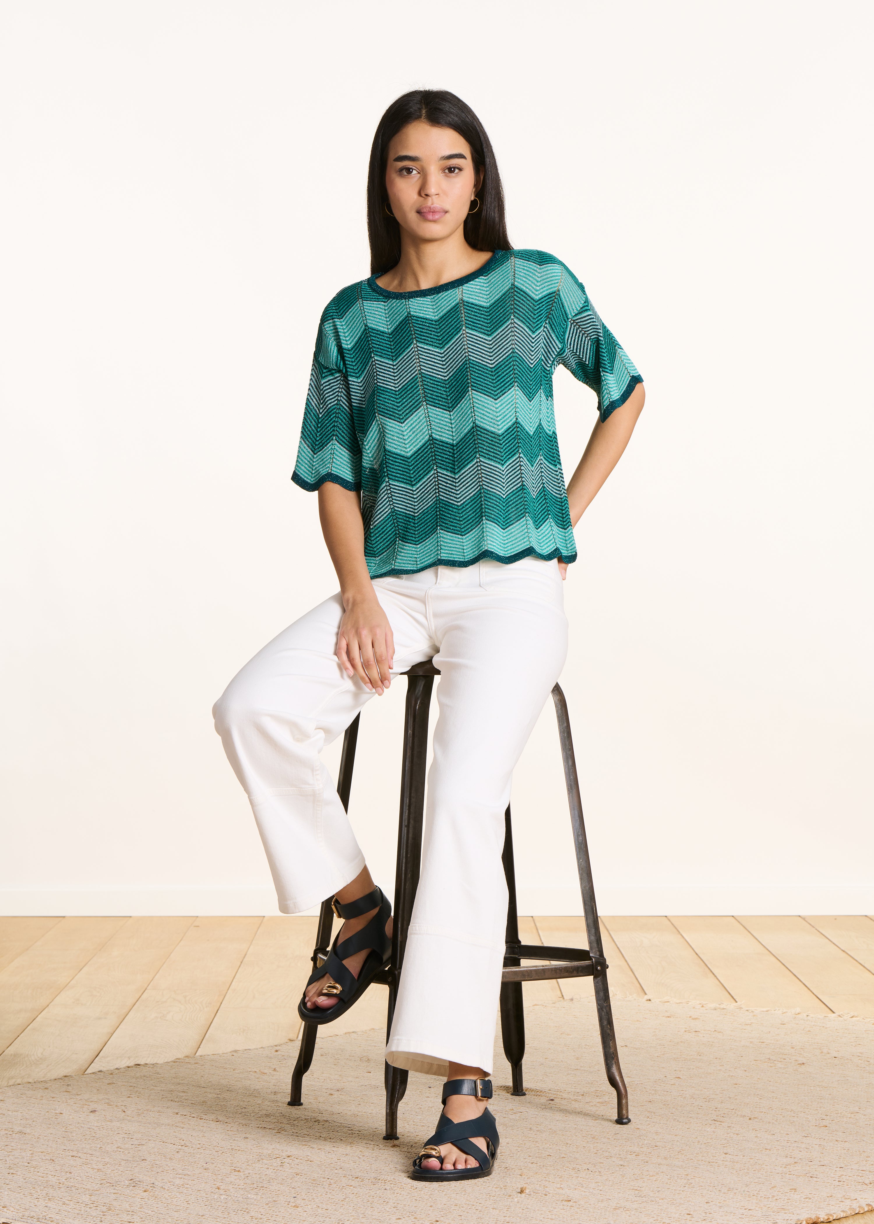 la-f-e-marabout-e-fl-pu-fala-pullover-petrol-kurz-zickzack-strick image 2