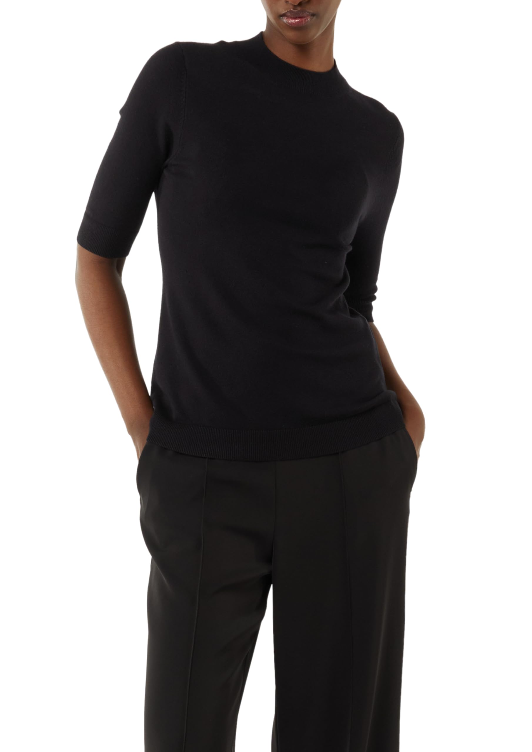 comma-knitwear-feinstrickpullover-mit-stehkragen-schwarz image 1