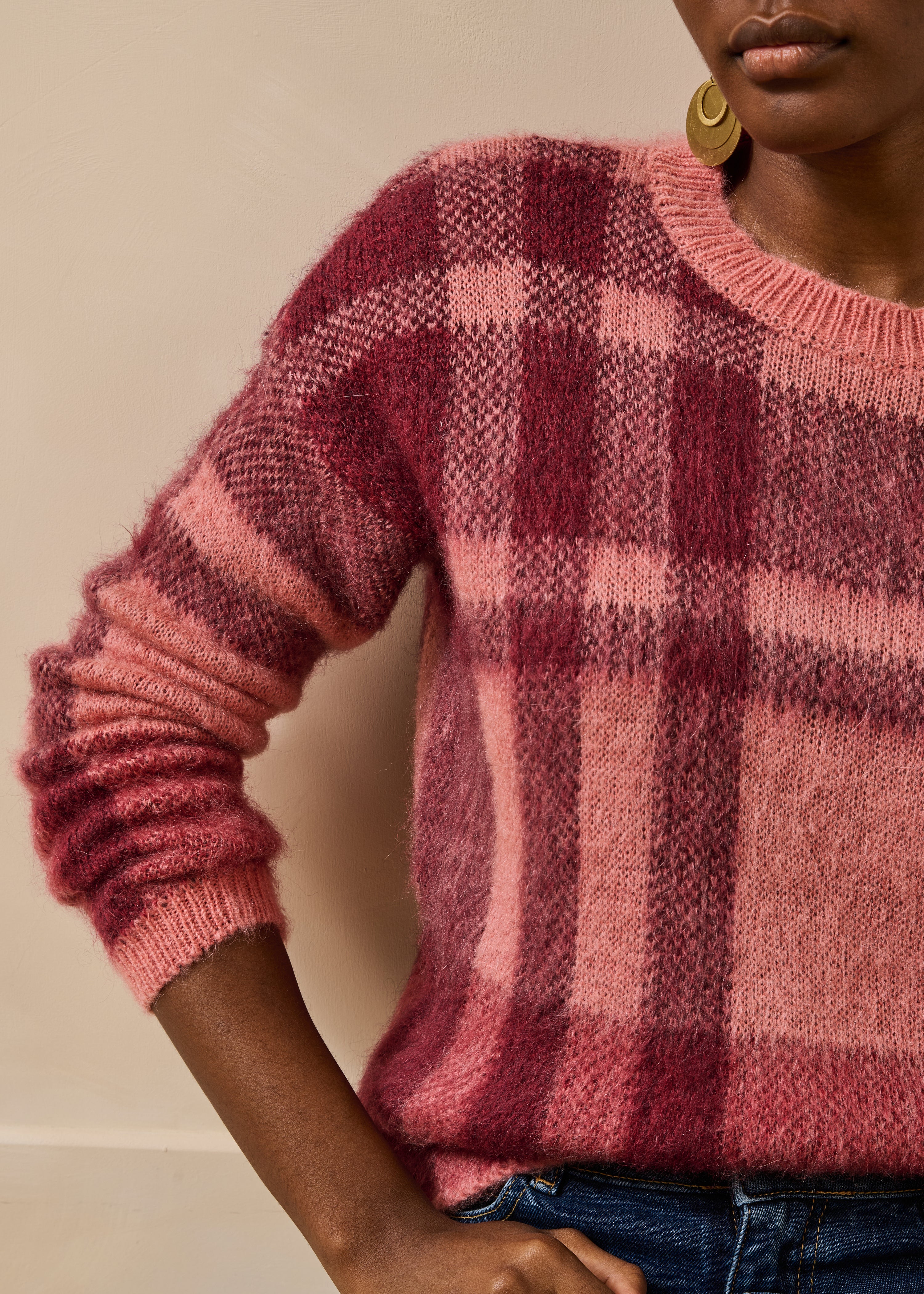 la-f-e-marabout-e-gringo-pullover-rosa-karo-jacquard-gr-m image 5