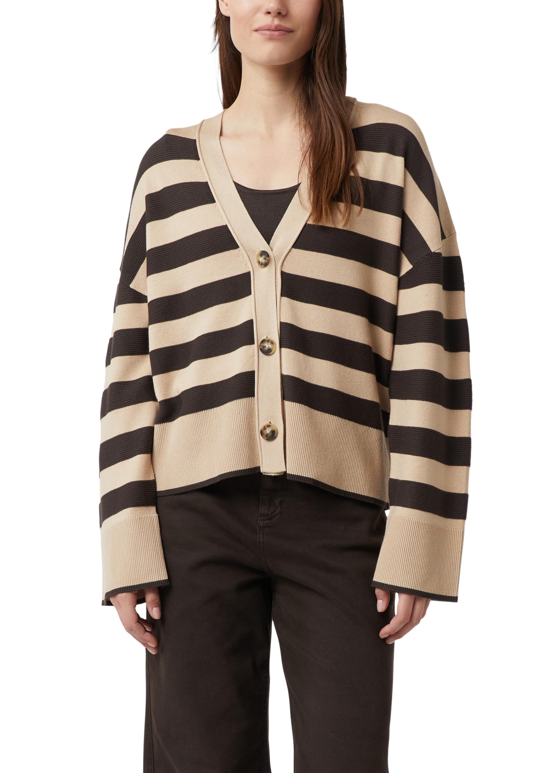 comma-gestreifter-cardigan-strickjacke-creme-boxy-style image 1