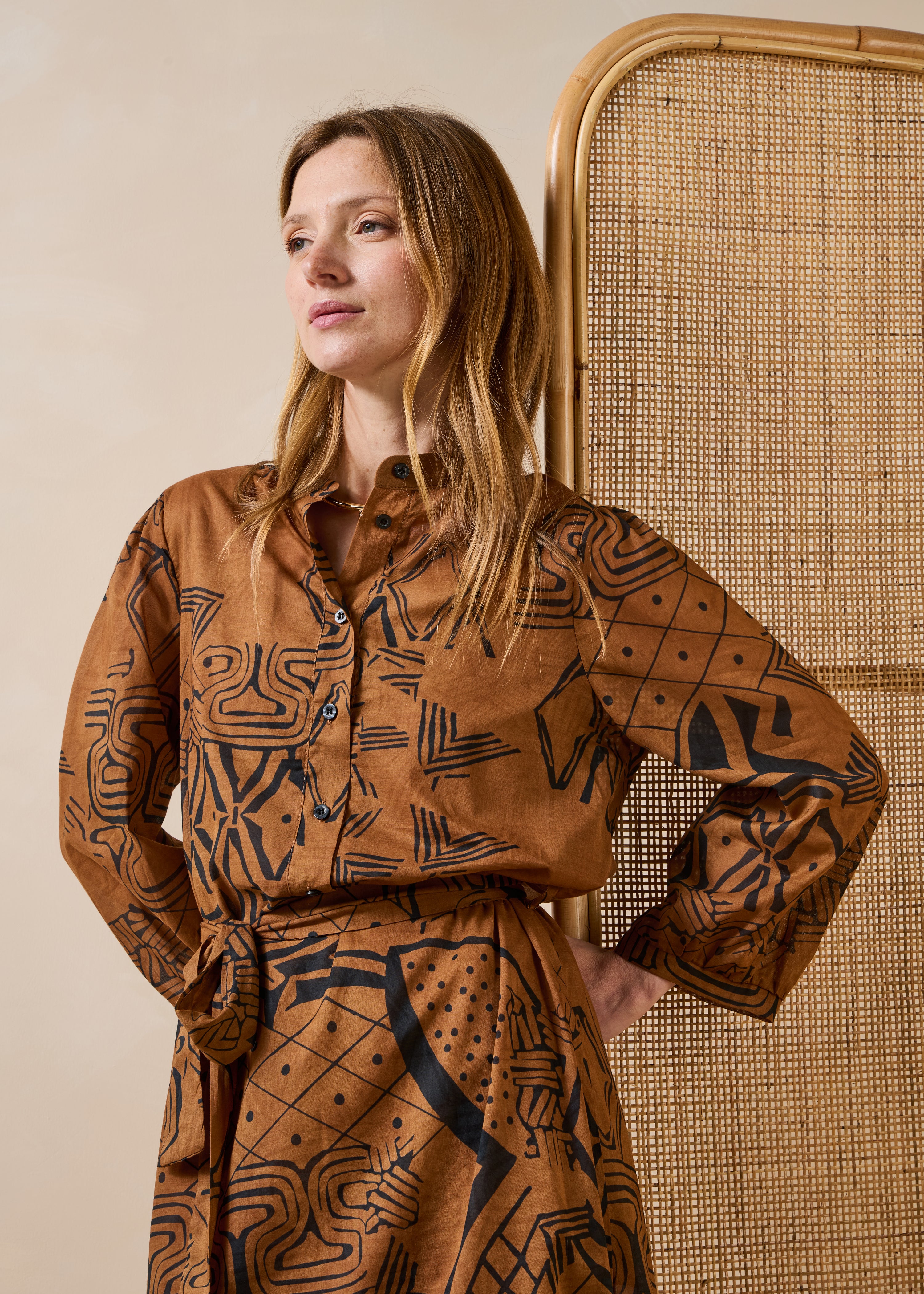 la-f-e-marabout-e-midikleid-braun-print-gr-34 image 5