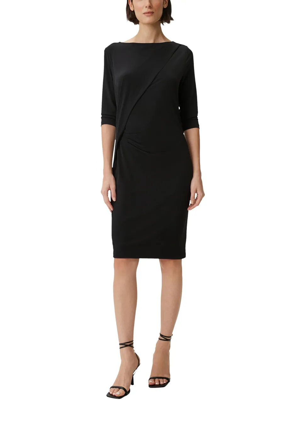 comma-jerseykleid-raffung-damenkleid-gr-38-schwarz image 1