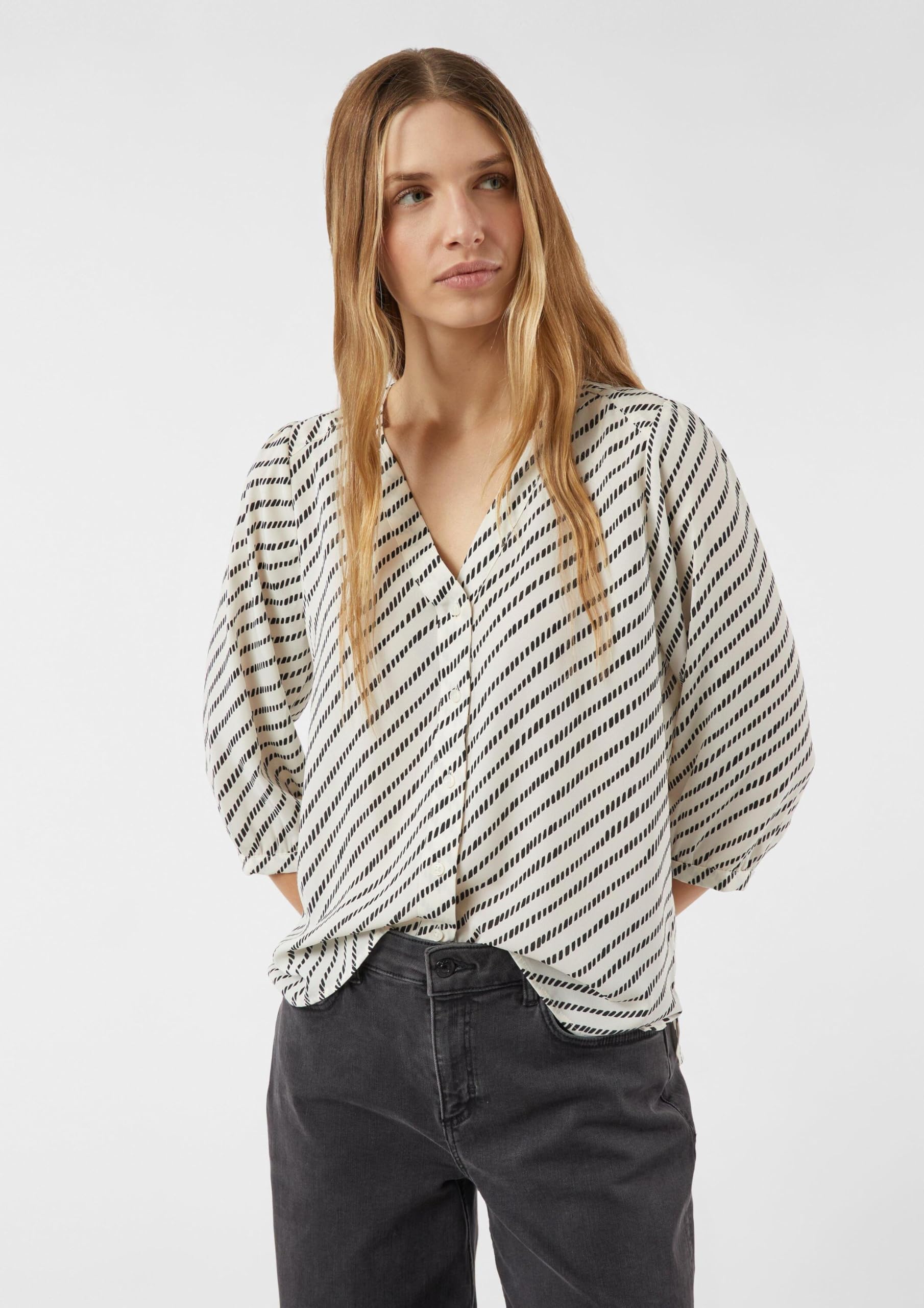 comma-chiffon-bluse-v-ausschnitt-gemustert-gr-e-42 image 3