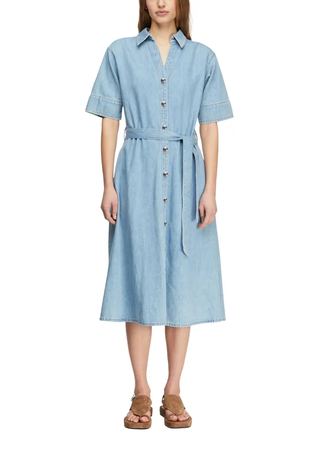comma-hemdkleid-lyocell-denim-midi-g-rtel-damenkleid image 1