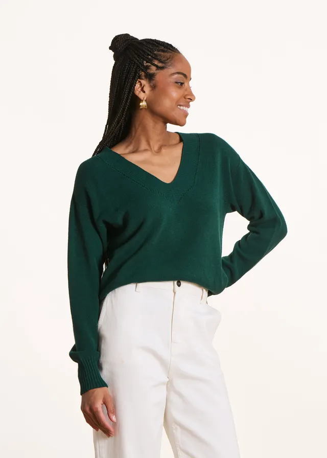 la-f-e-marabout-e-pulls-gilets-pullover-petrol-v-ausschnitt-wolle image 1