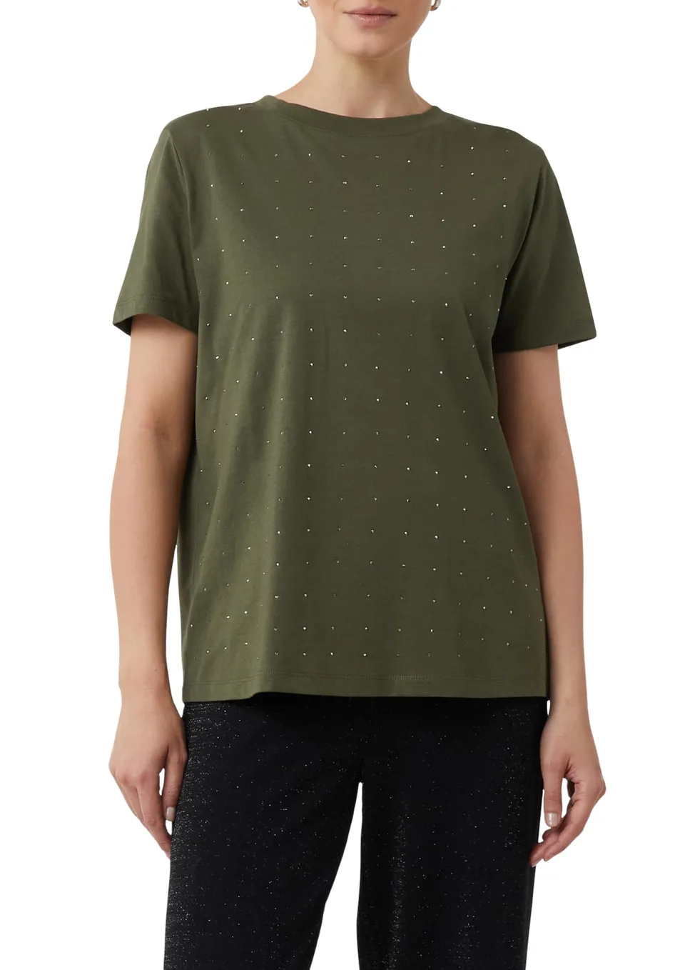 comma-damen-t-shirt-kurzarm-mit-schmucksteinen-schwarz-46 image 1